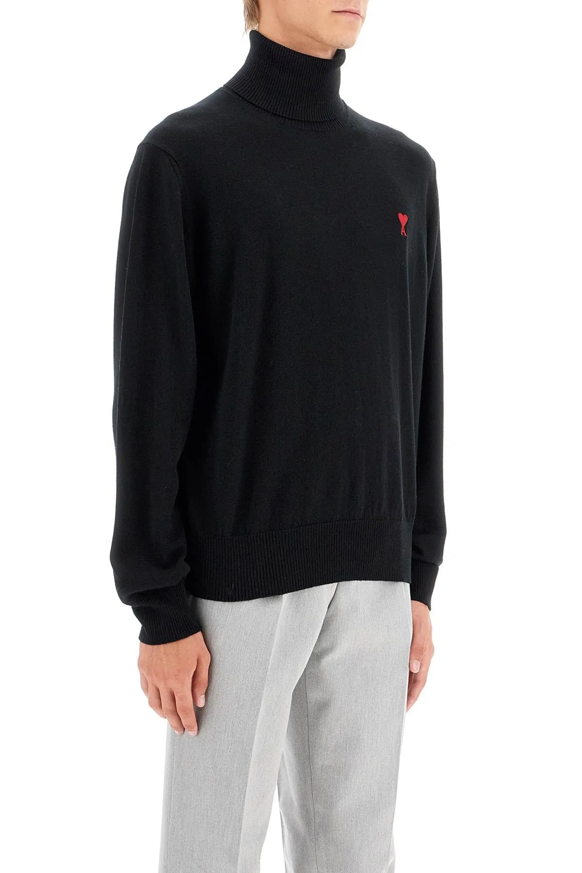 Ami Alexandre Matiussi High-Neck Merino Wool Pullover Sweater