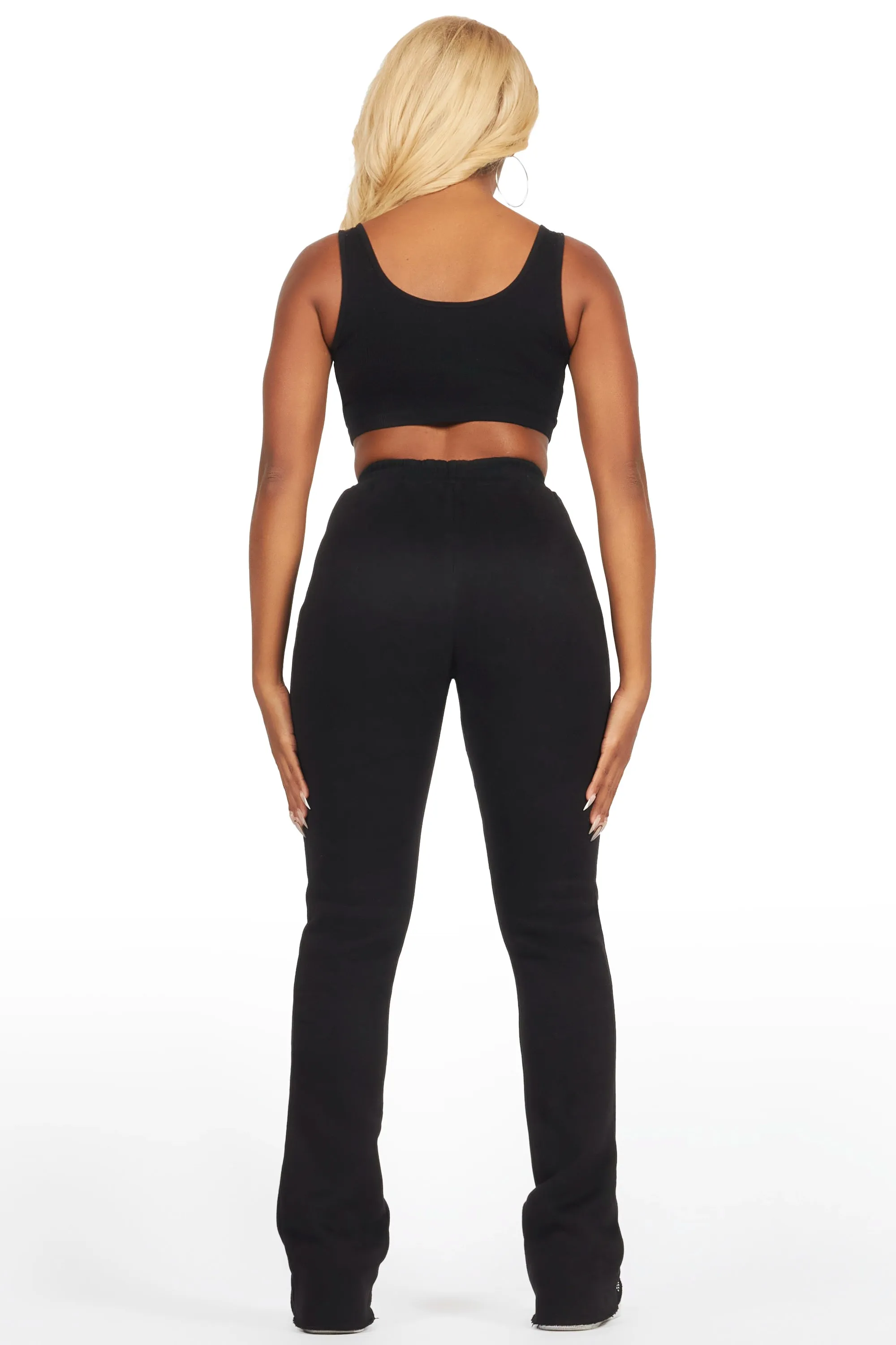 Anastesia Black Stacked Track Pant