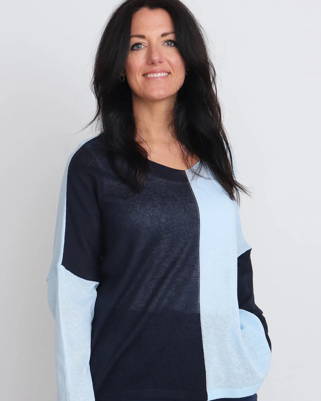 Anna Two-Tone Jumper - Navy / Blue