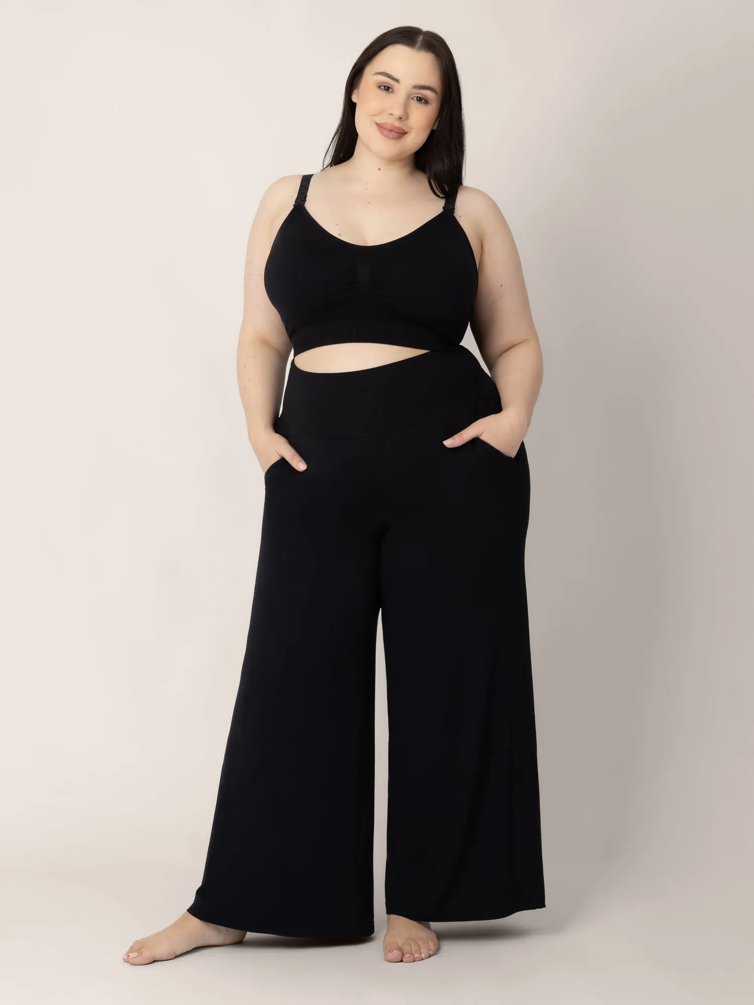 Bamboo Wide Leg Maternity & Postpartum Lounge Pant | Black