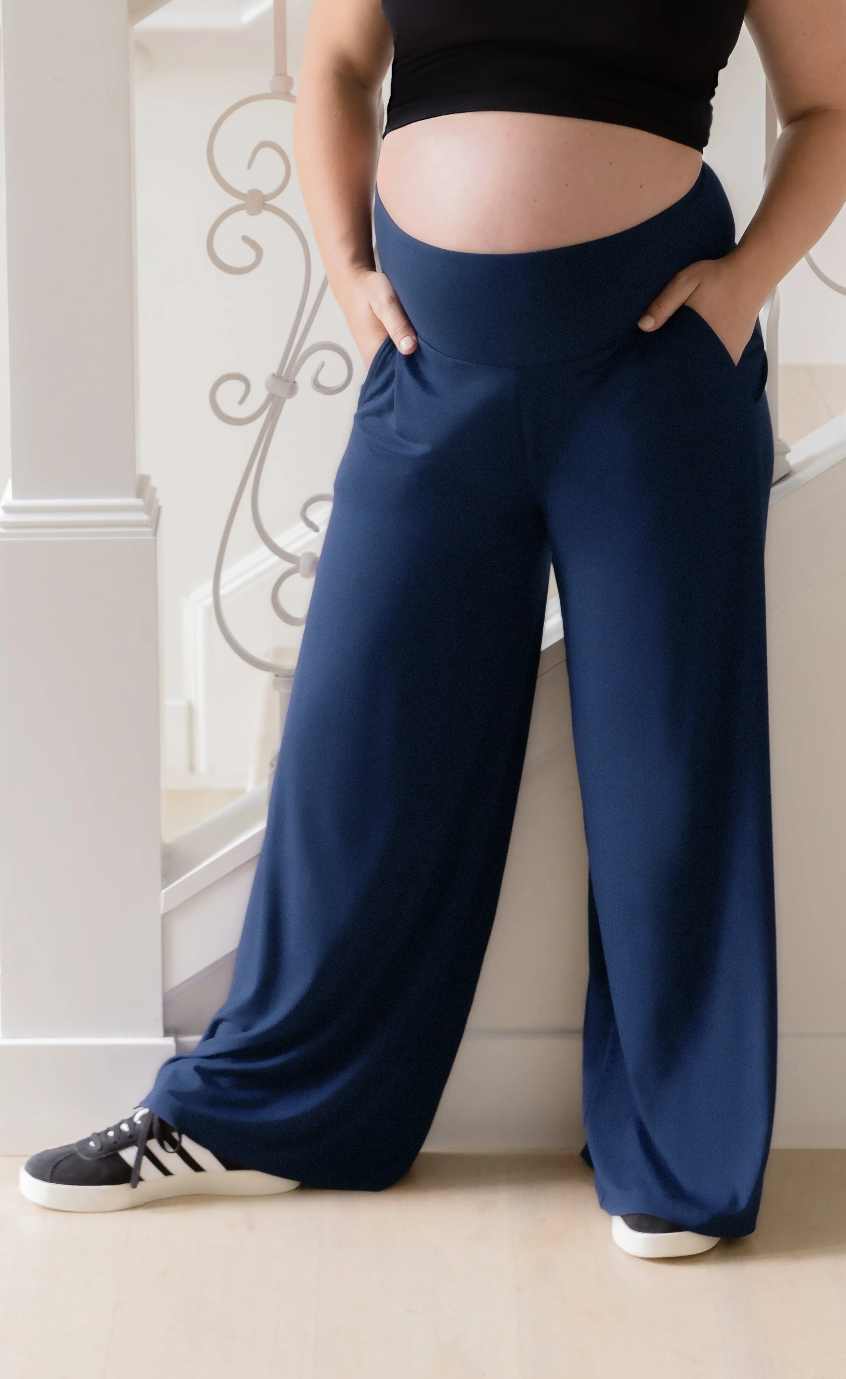 Bamboo Wide Leg Maternity & Postpartum Lounge Pant | Navy