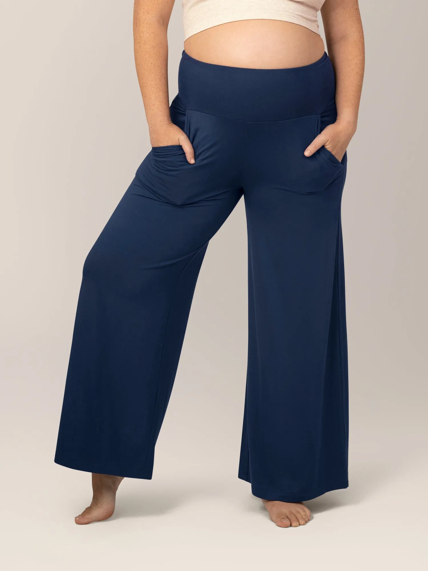 Bamboo Wide Leg Maternity & Postpartum Lounge Pant | Navy