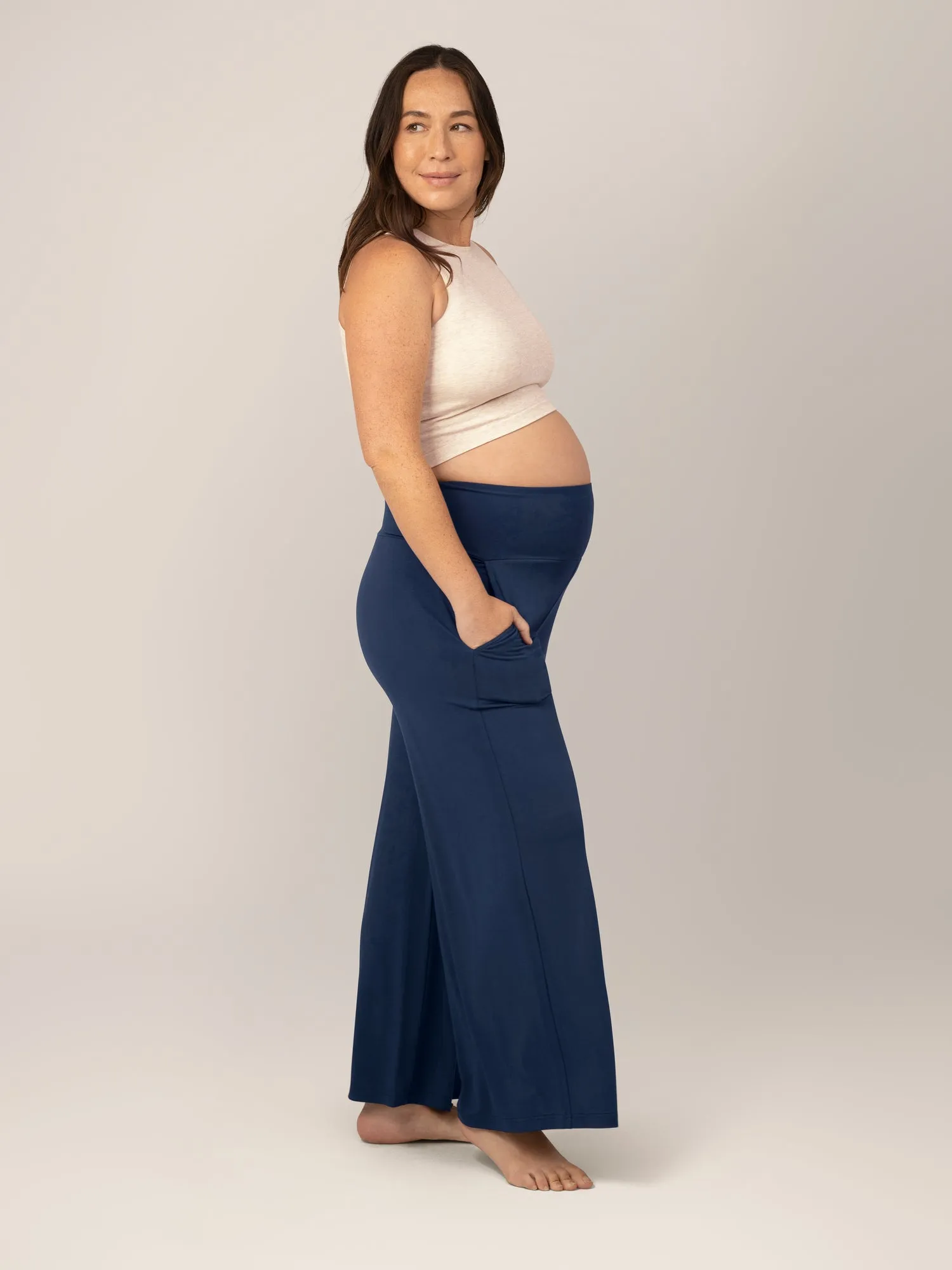 Bamboo Wide Leg Maternity & Postpartum Lounge Pant | Navy