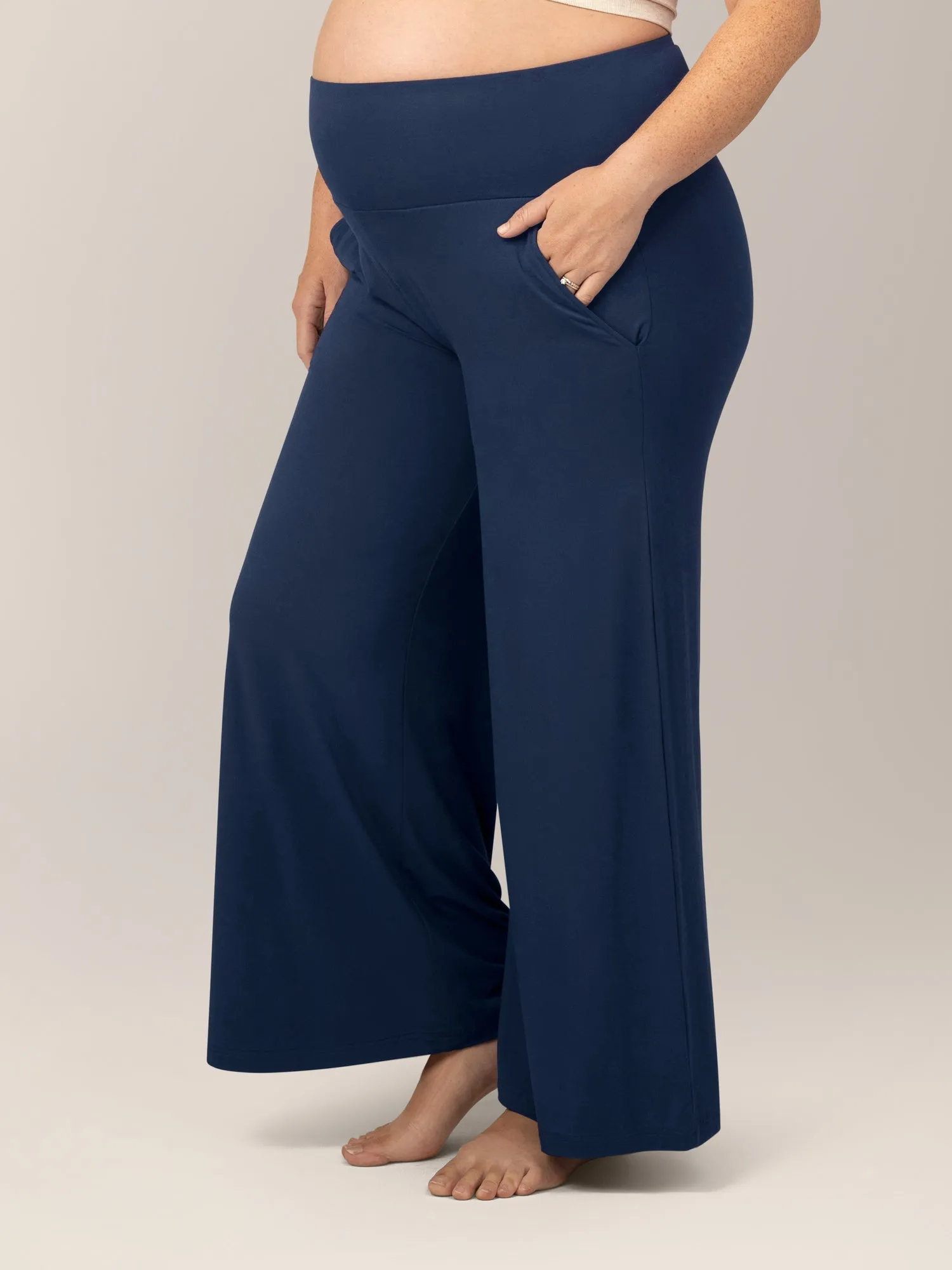 Bamboo Wide Leg Maternity & Postpartum Lounge Pant | Navy