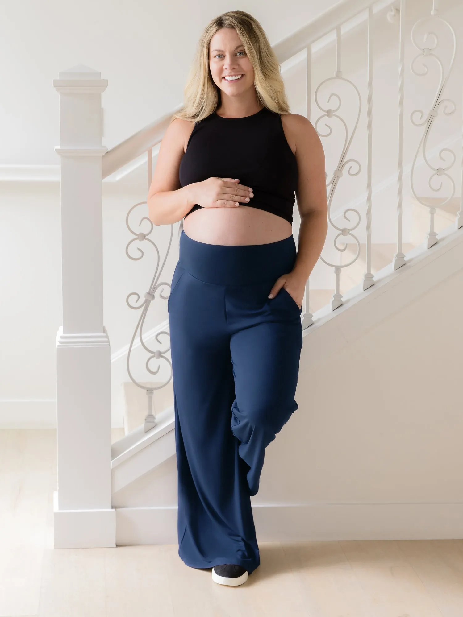 Bamboo Wide Leg Maternity & Postpartum Lounge Pant | Navy