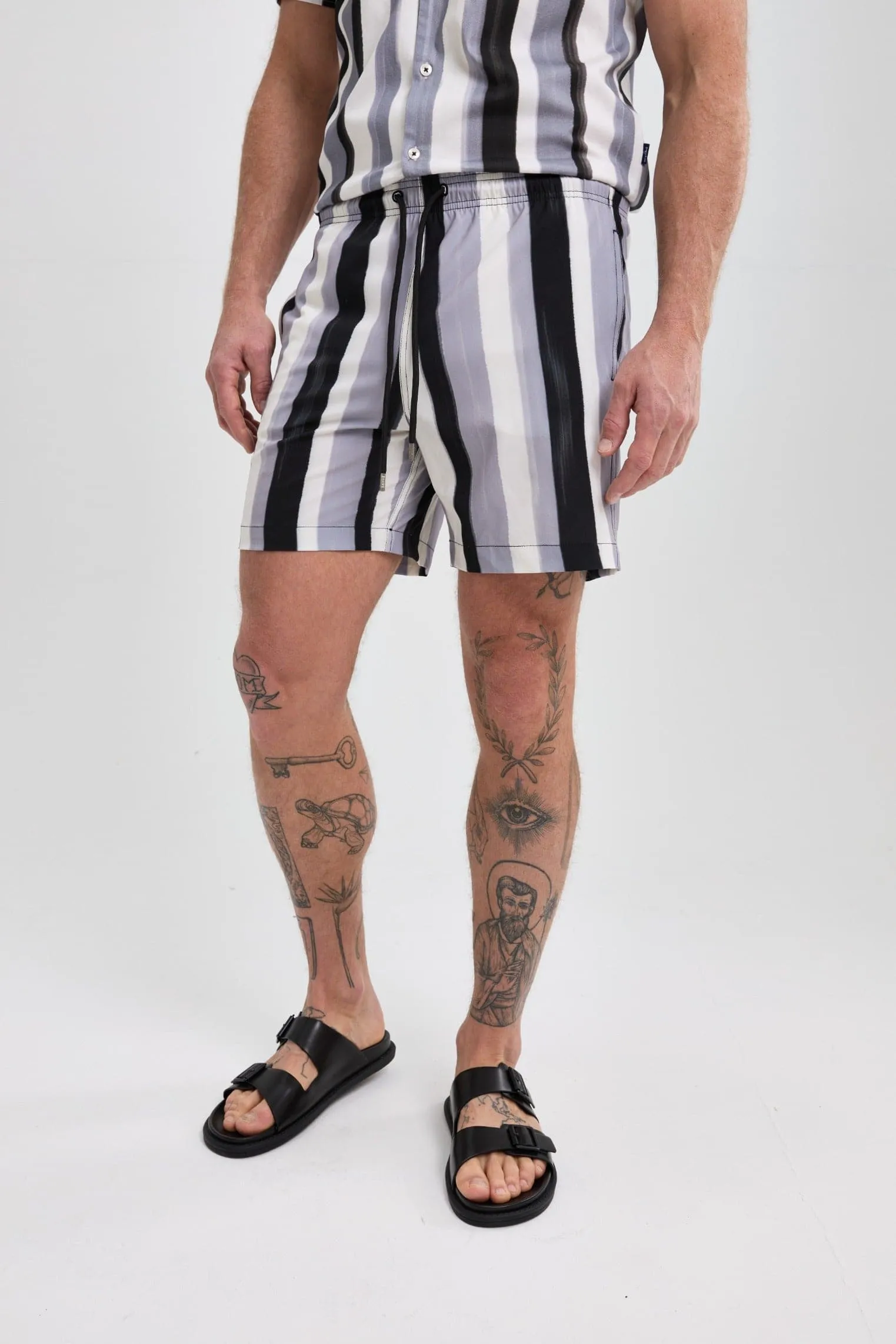 Black Stripped Resort Swimshort