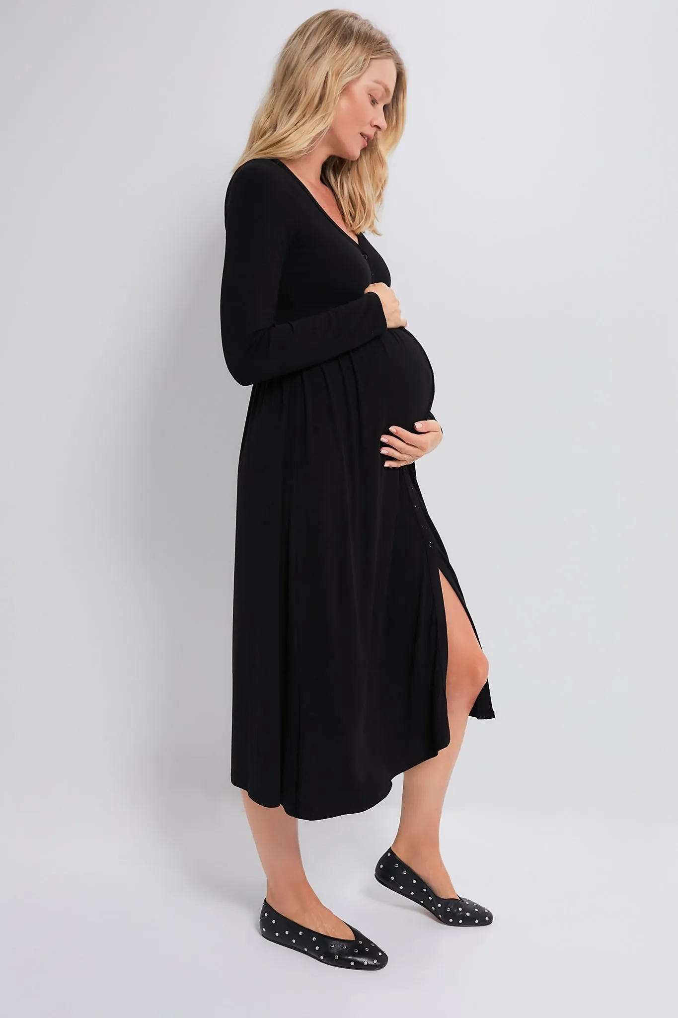 Black The Softest Rib Nursing Dress