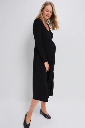 Black The Softest Rib Nursing Dress