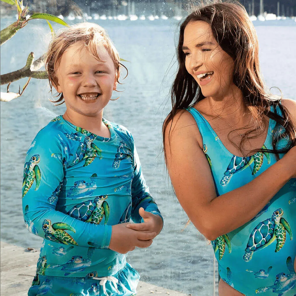 Blue Turtle Rash Top