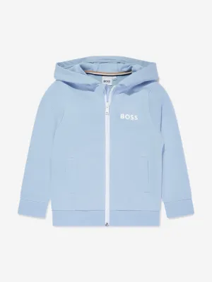 BOSS Boys Logo Zip Up Top in Blue