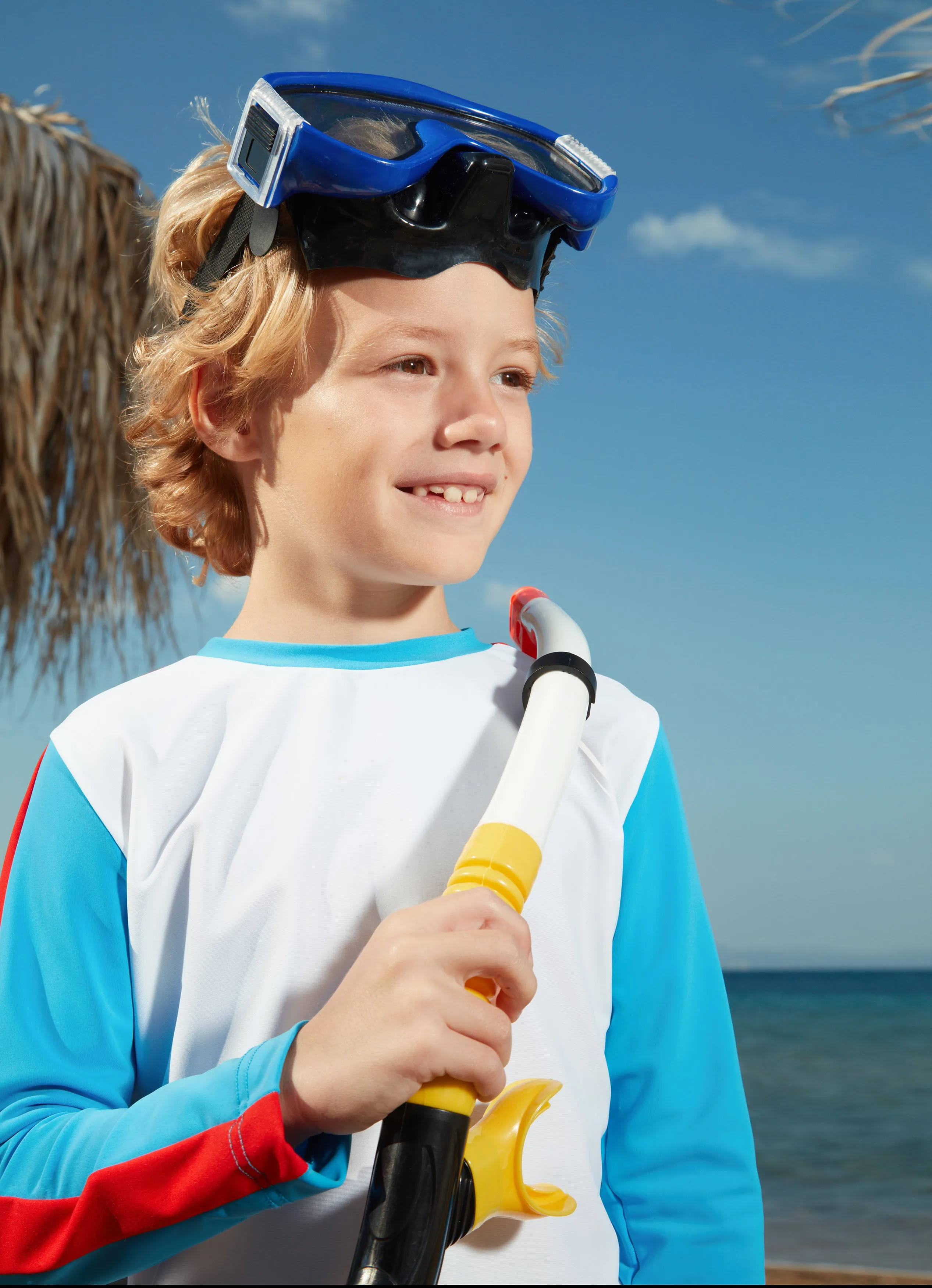 BOY'S RASHGUARD LONG SLEEVE WHITE/BLUE