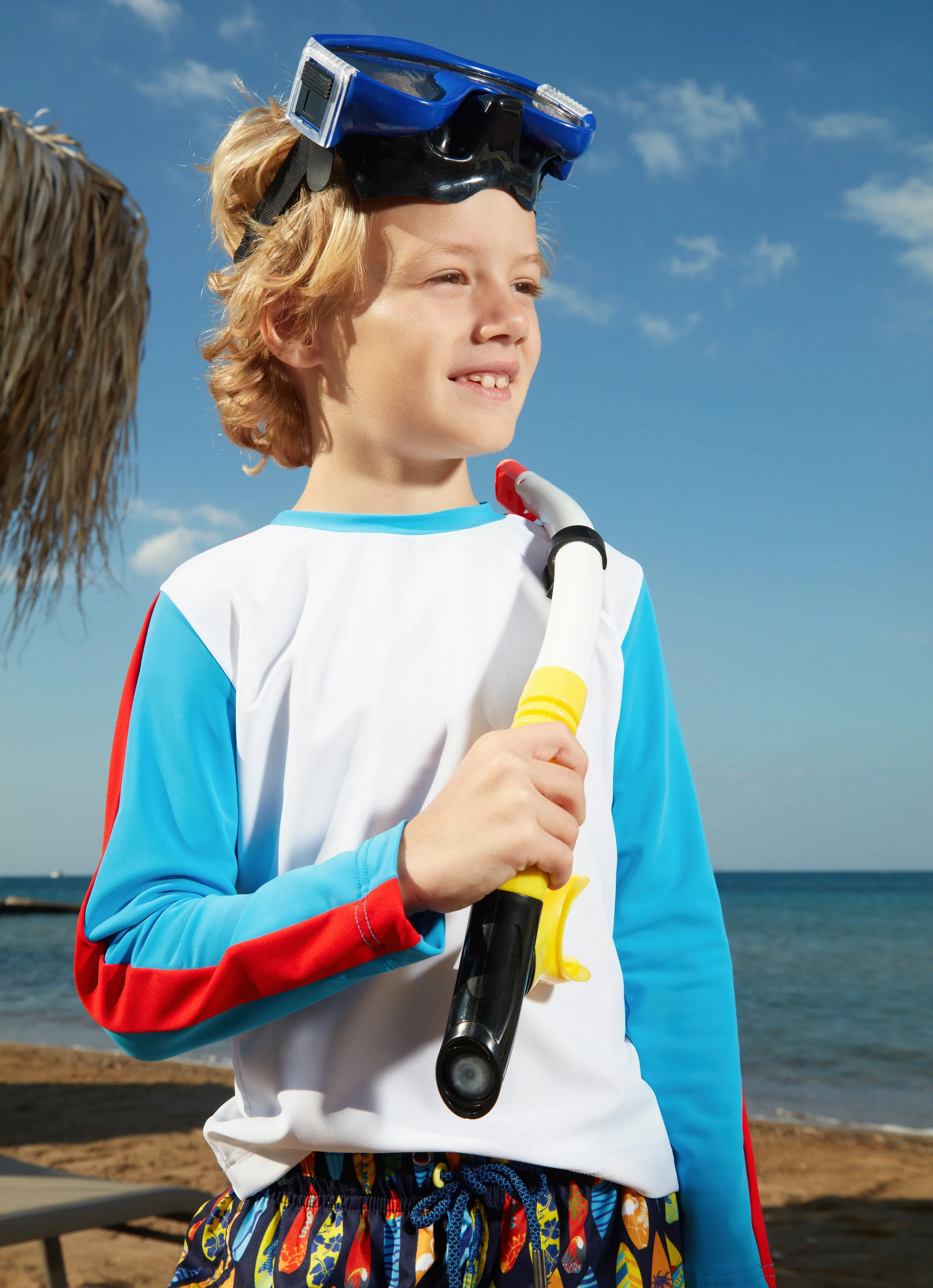 BOY'S RASHGUARD LONG SLEEVE WHITE/BLUE