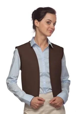 Brown No Buttons Unisex Vest with No Pockets