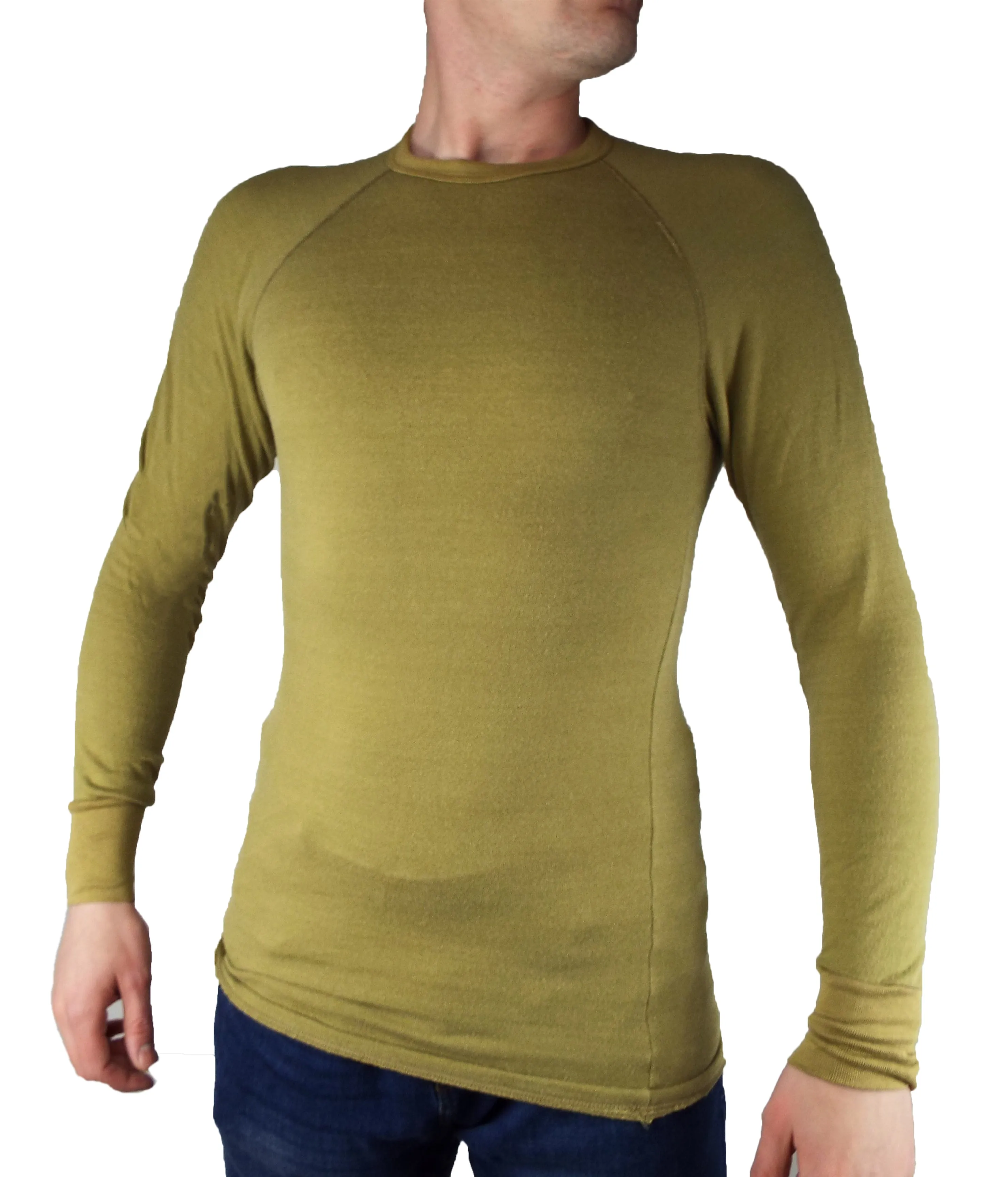 Dutch Military - Long-sleeve Thermal Crew-neck Top - Mustard - Grade 1