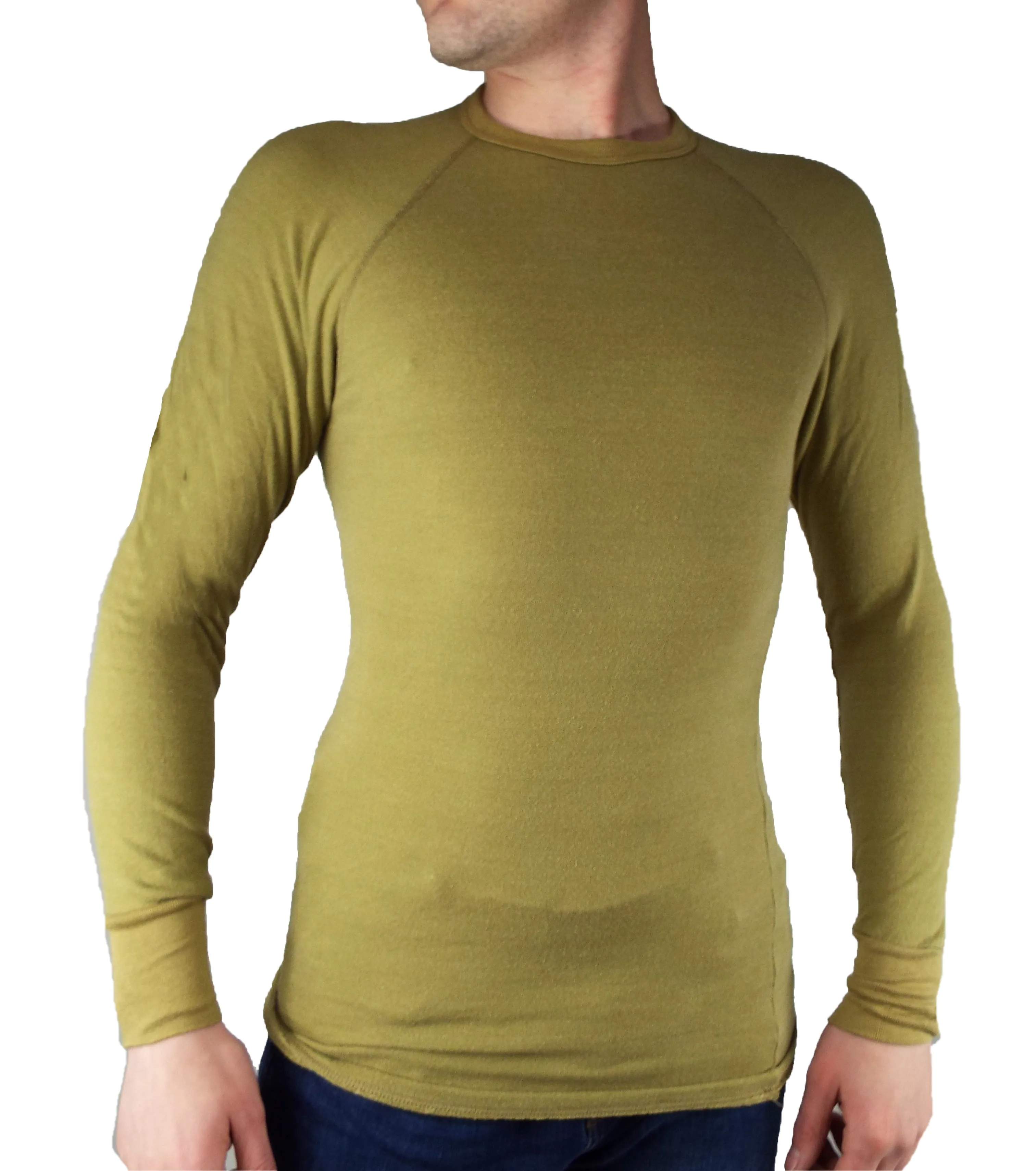 Dutch Military - Long-sleeve Thermal Crew-neck Top - Mustard - Grade 1