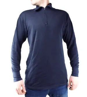 Dutch Military - Long-sleeve Thermal Zipped Neck Top - Navy Blue - Grade 1