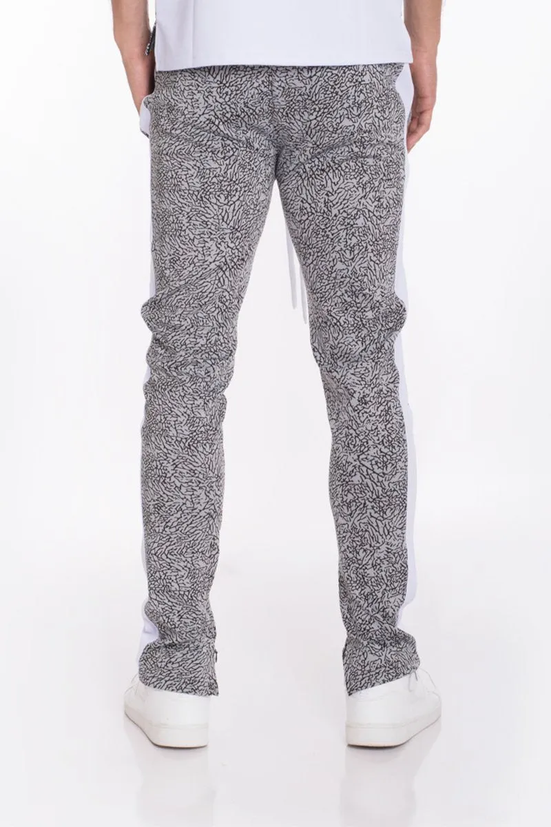 ELEPHAN PRINT GREY PANTS-  WHITE