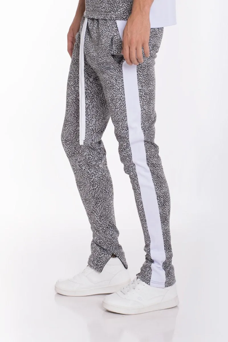 ELEPHAN PRINT GREY PANTS-  WHITE