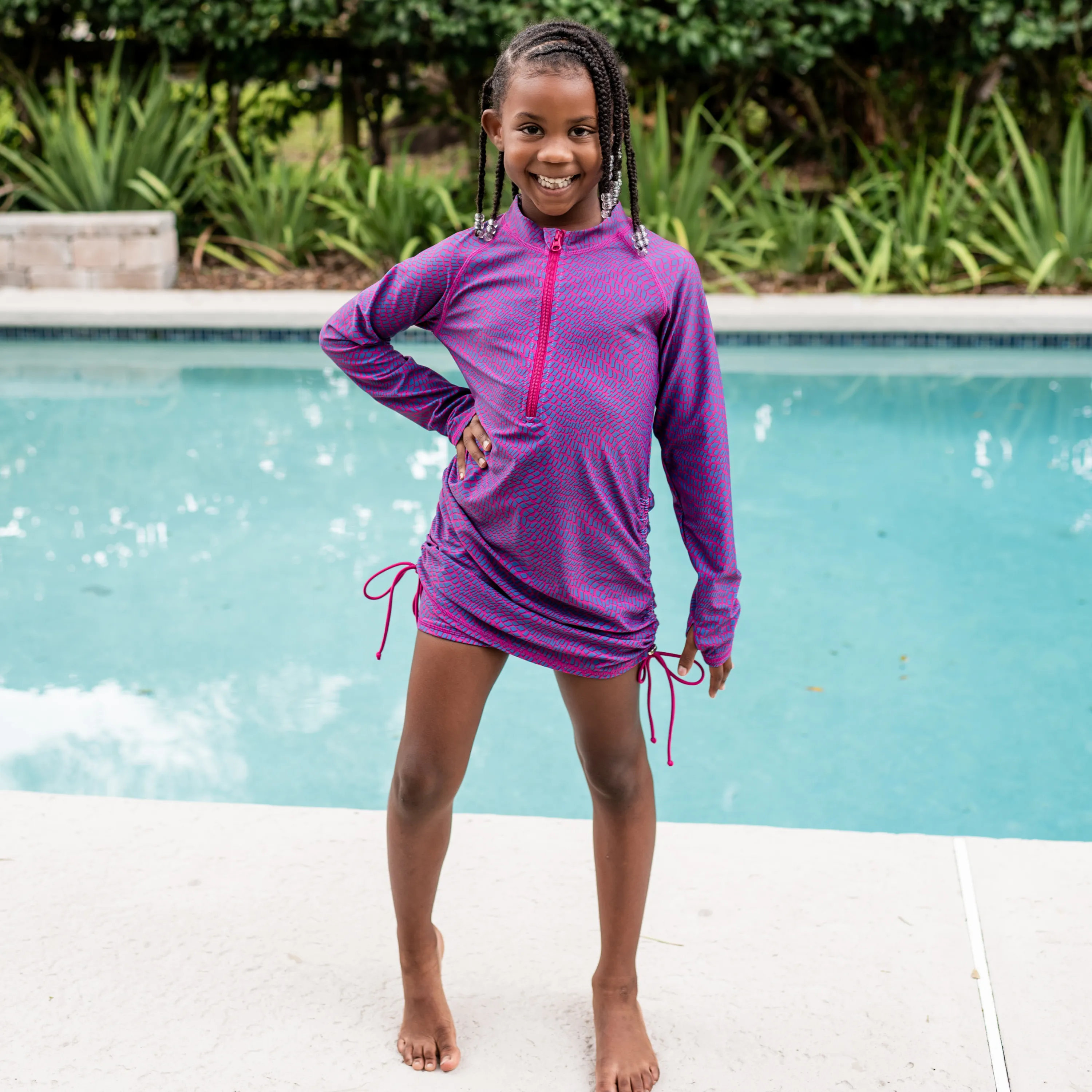 Girls Long Sleeve Swim Dress Cover Up | "In Disguise"