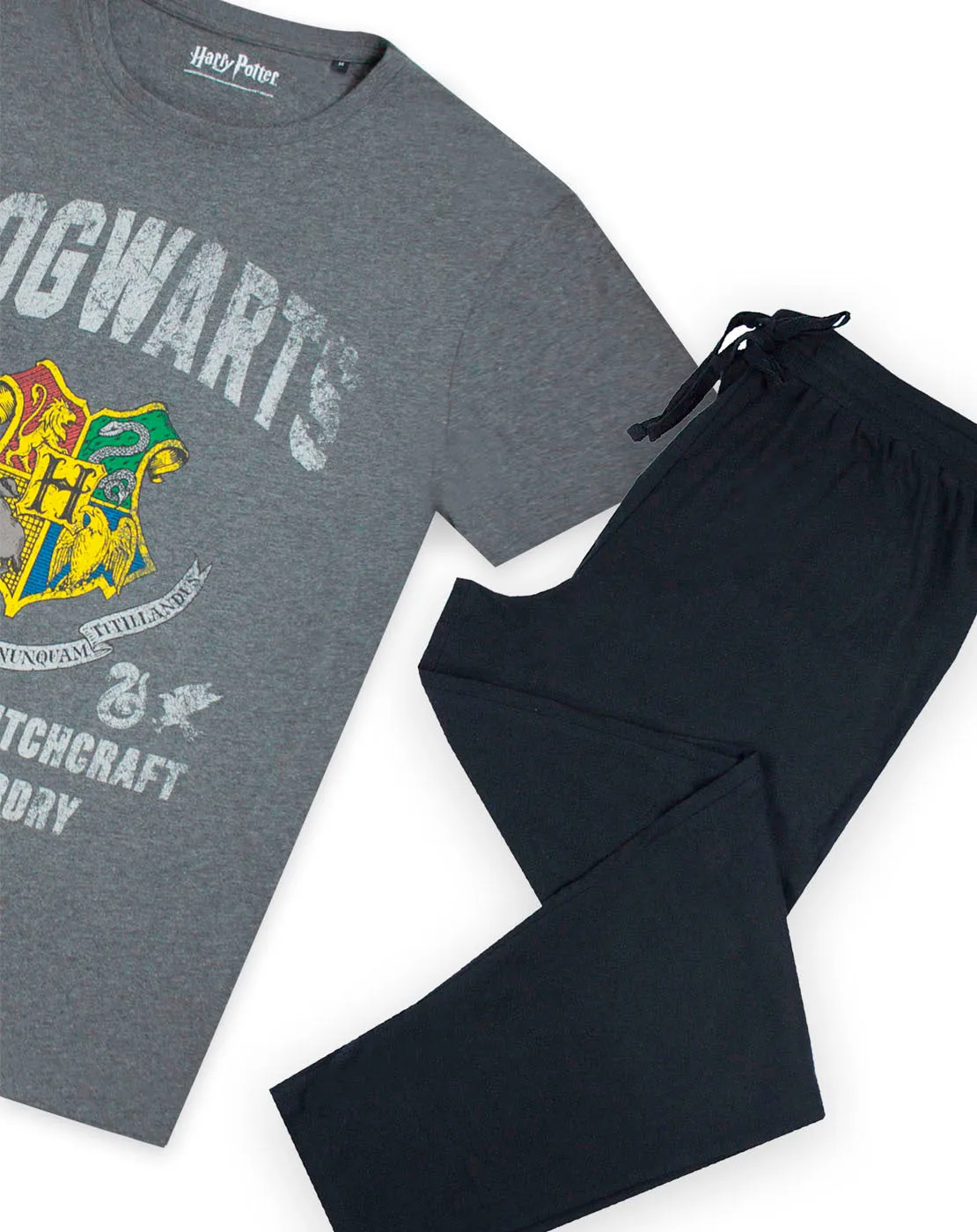 Harry Potter Hogwarts Crest Men's Pyjama T-Shirt & Lounge Sweatpants Set