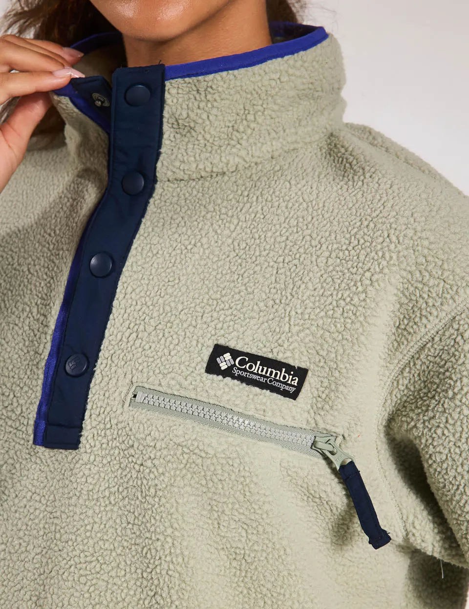 Helvetia II Cropped Sherpa Half Snap Fleece - Safari