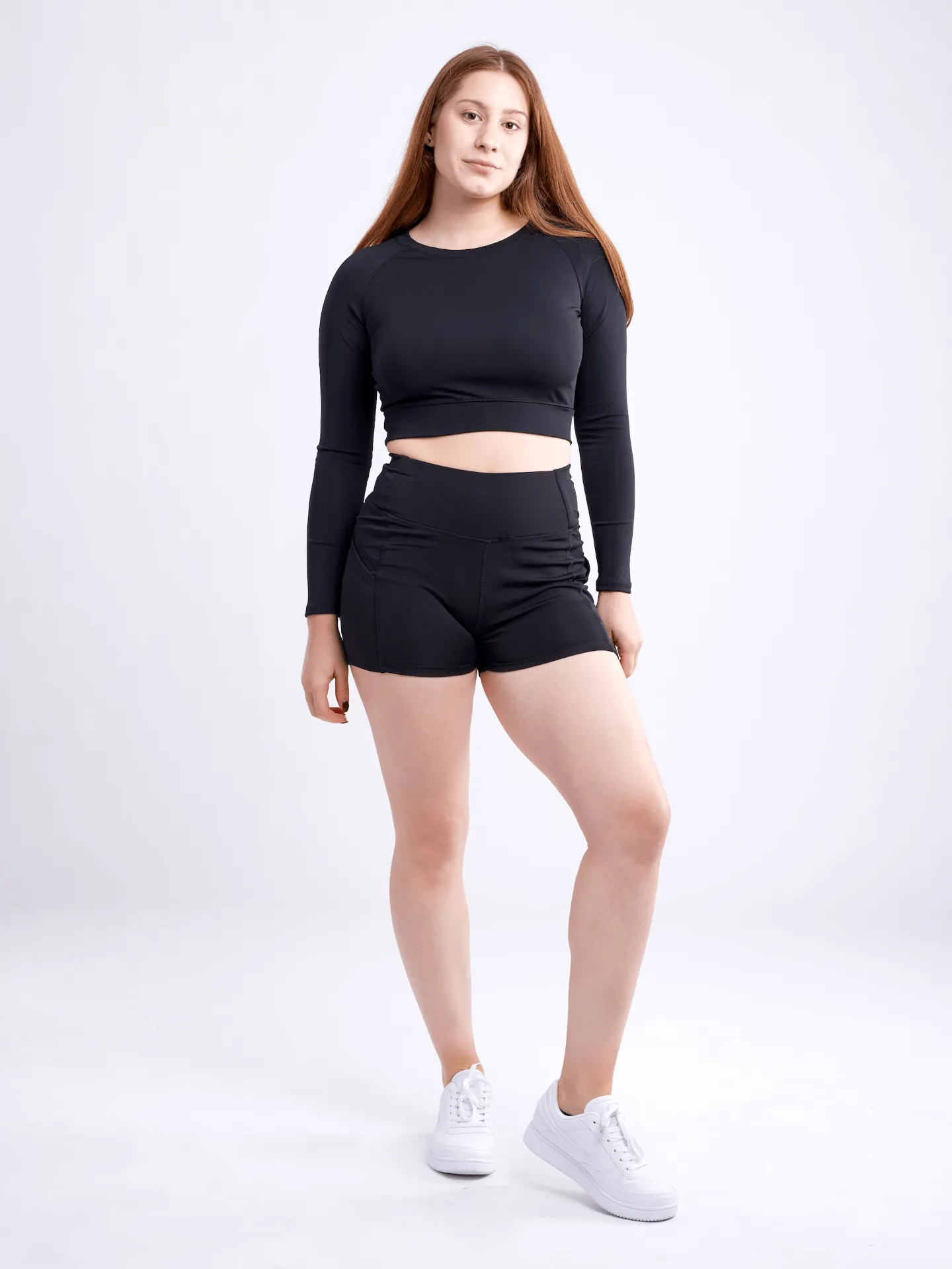 High-Waisted Athletic Shorts with Side Pockets