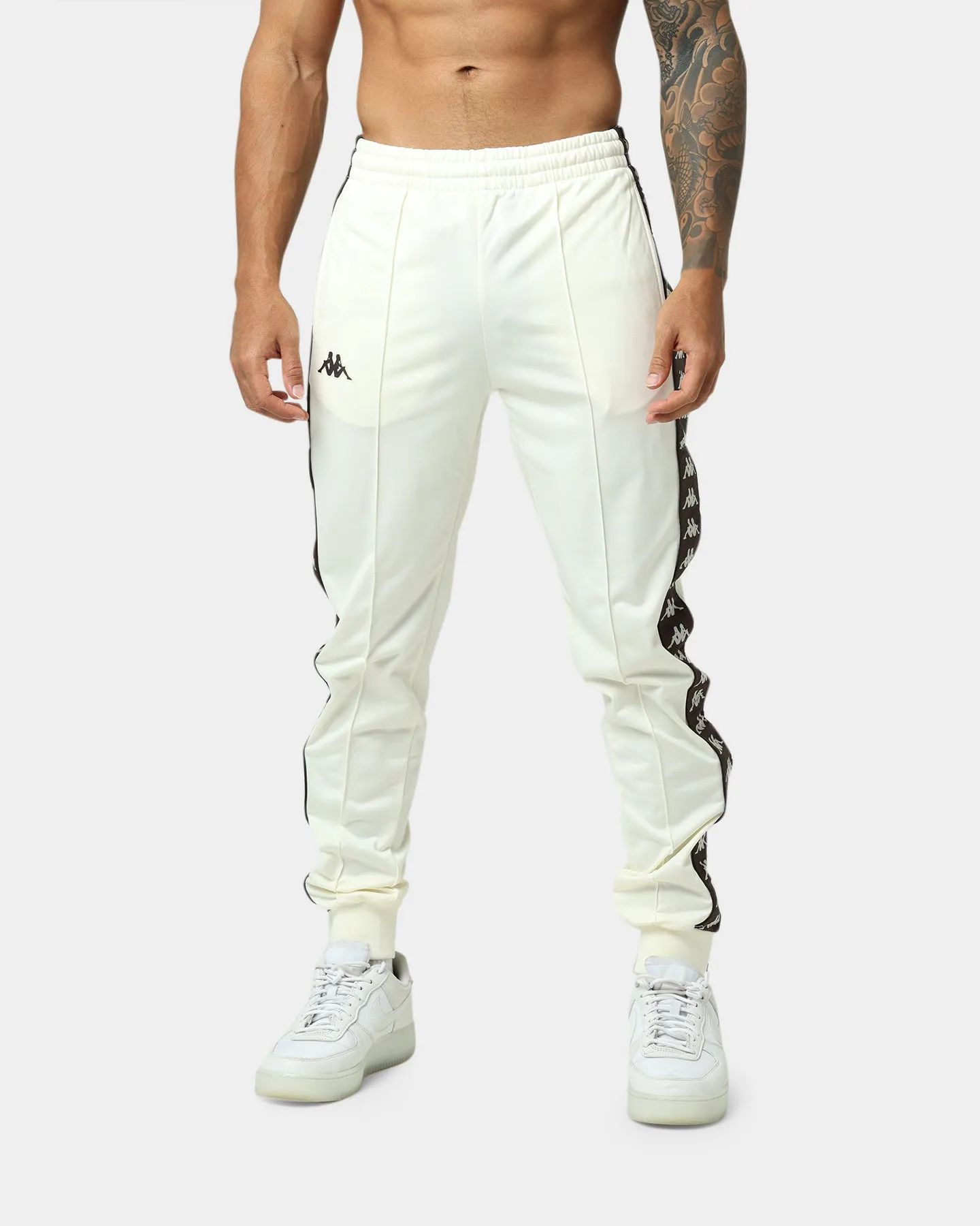 Kappa 222 Banda Rastoria Slim Track Pants White Cream/Brown