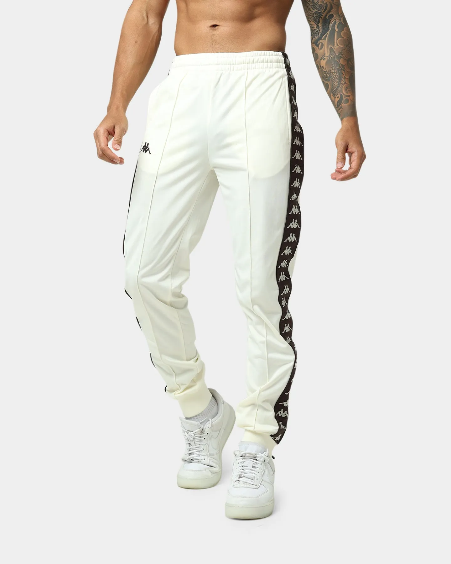 Kappa 222 Banda Rastoria Slim Track Pants White Cream/Brown