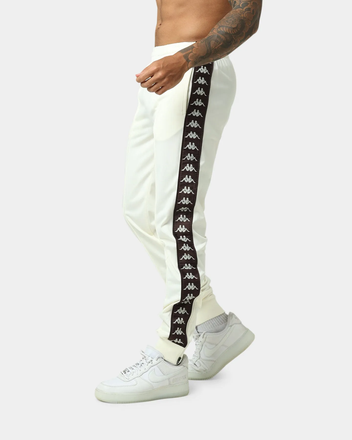 Kappa 222 Banda Rastoria Slim Track Pants White Cream/Brown