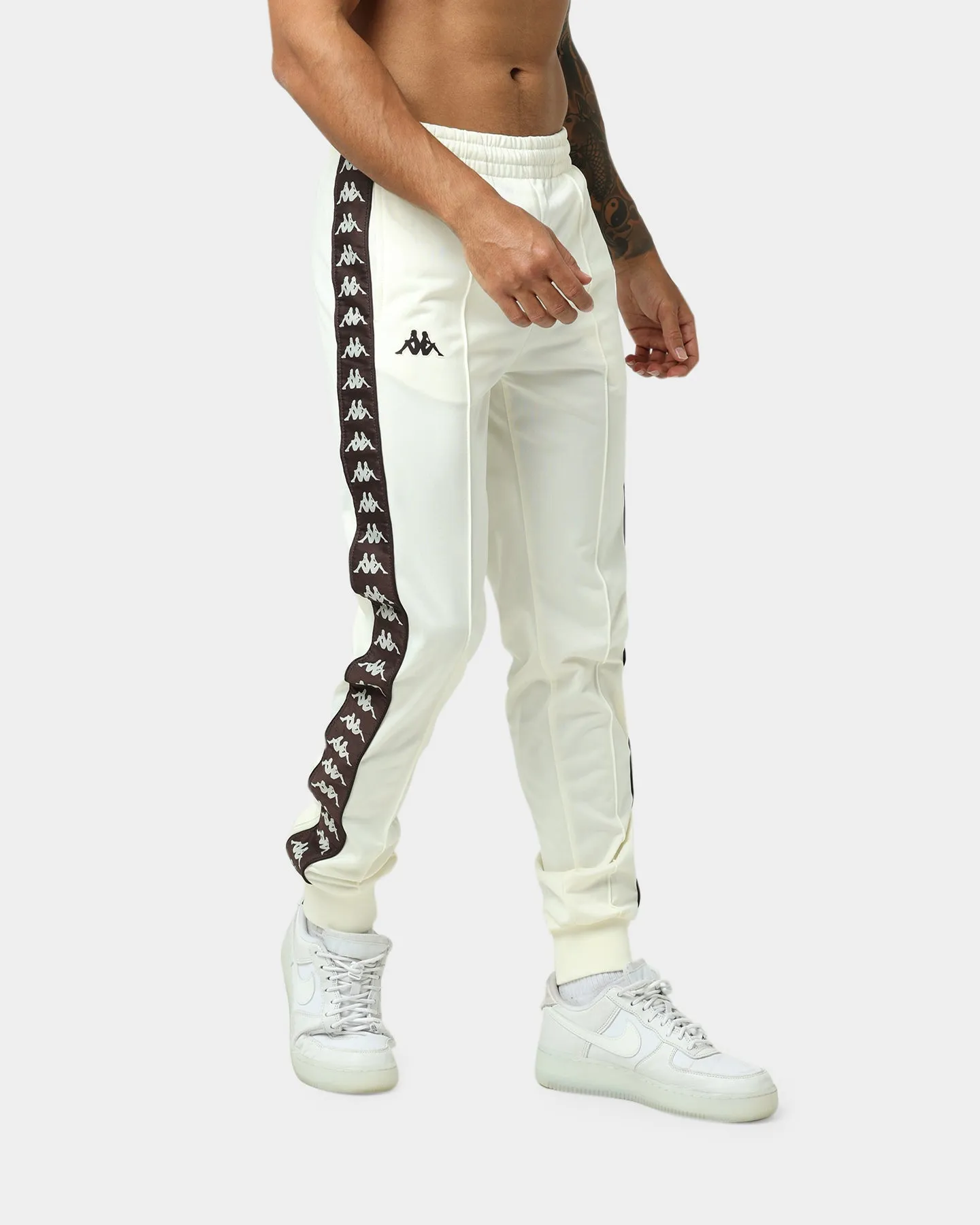 Kappa 222 Banda Rastoria Slim Track Pants White Cream/Brown