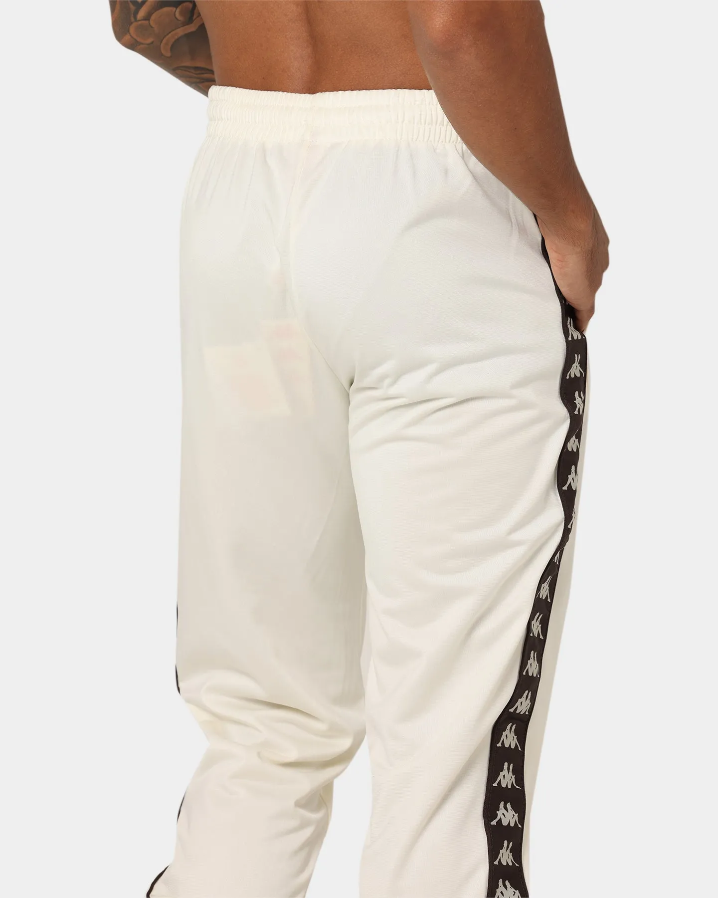 Kappa 222 Banda Rastoria Slim Track Pants White Cream/Brown