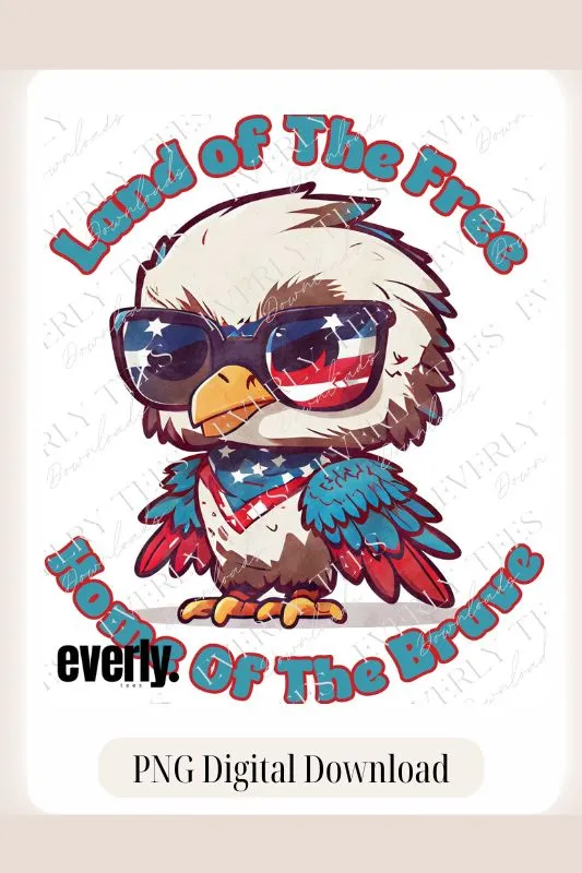 Land Of The Free Eagle Design PNG Download