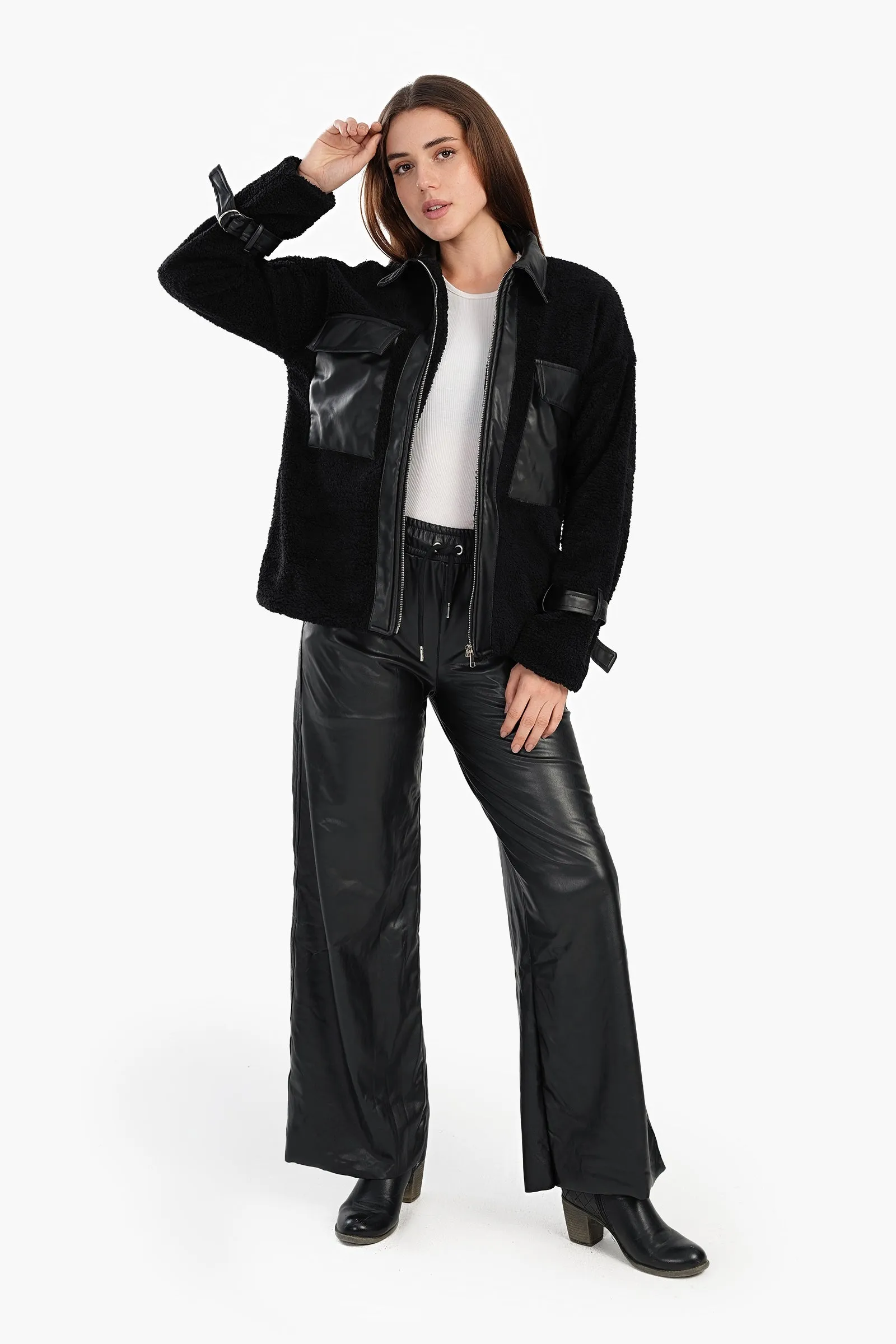 Leather Pants with Elastic Waist