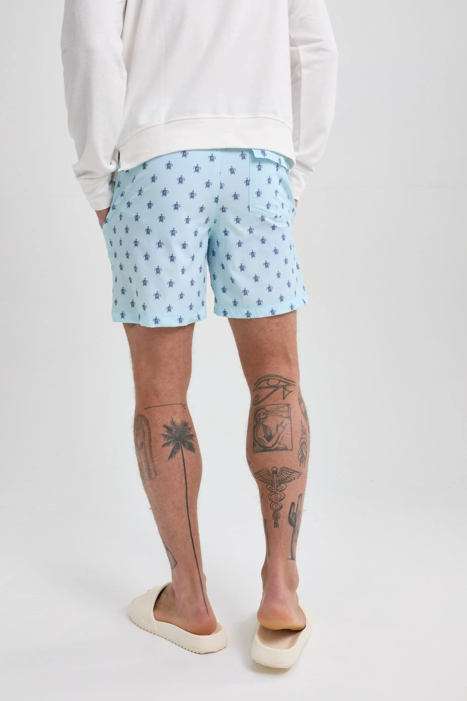 Light Blue Turtle Print Swimshort