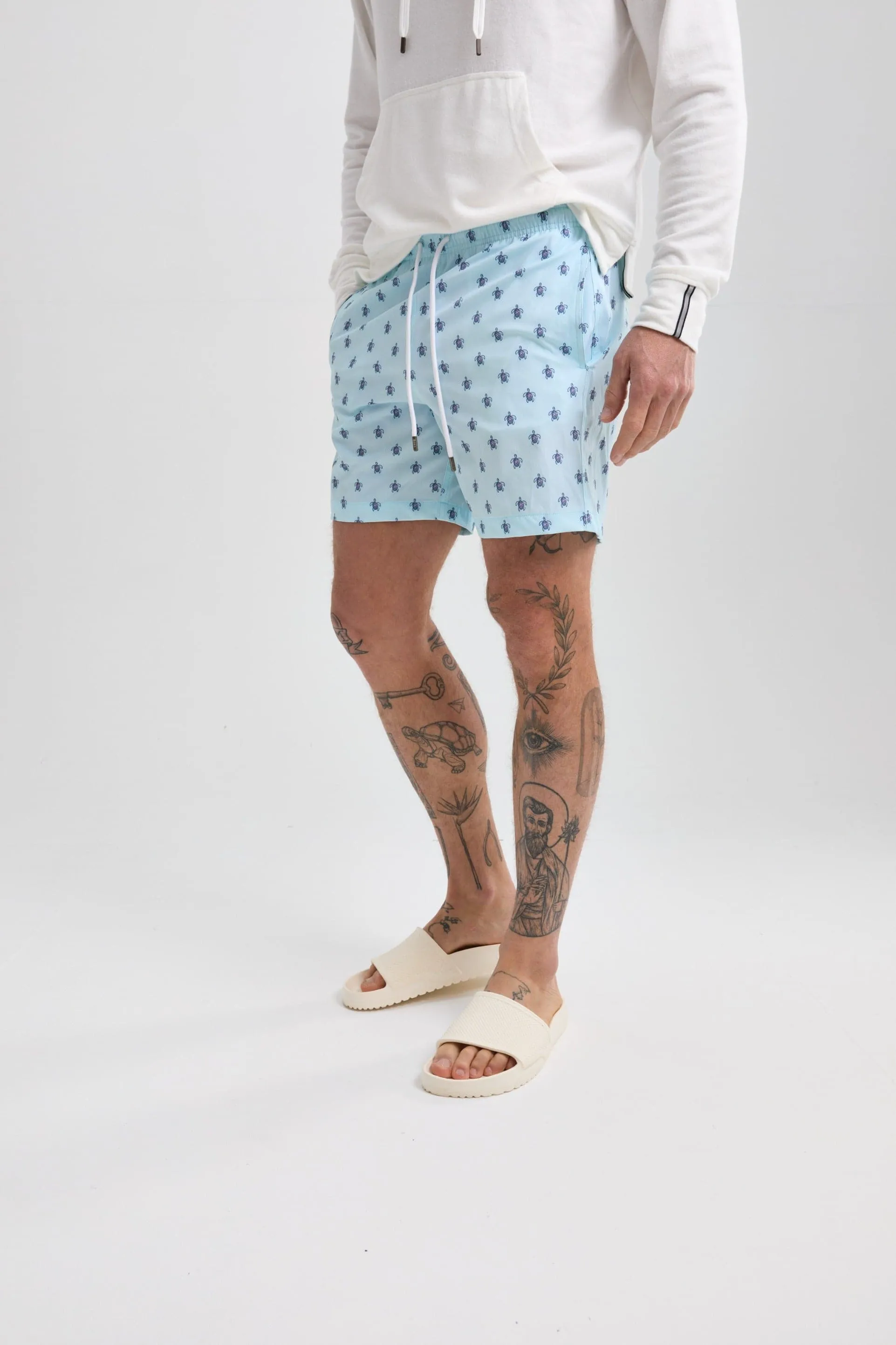 Light Blue Turtle Print Swimshort