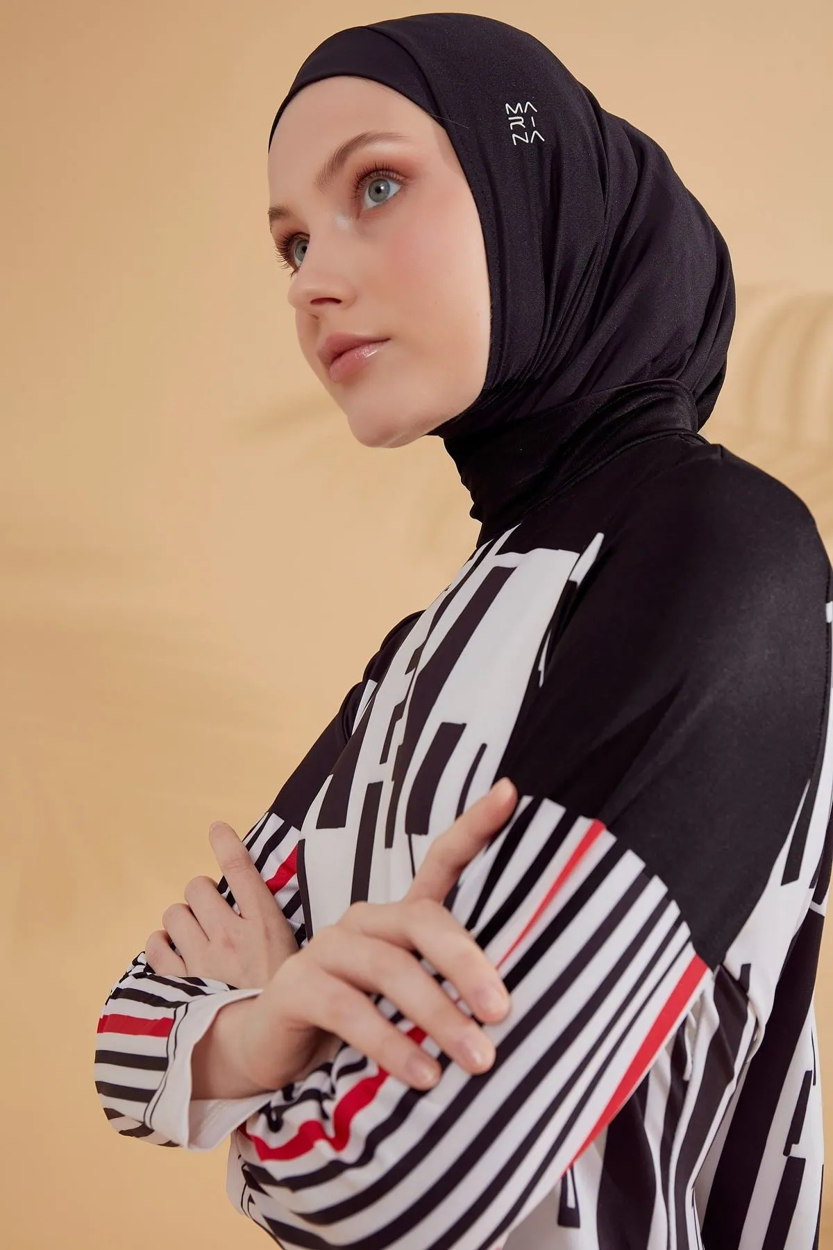 Lycra Black Burkini Modest Swimwear M2302