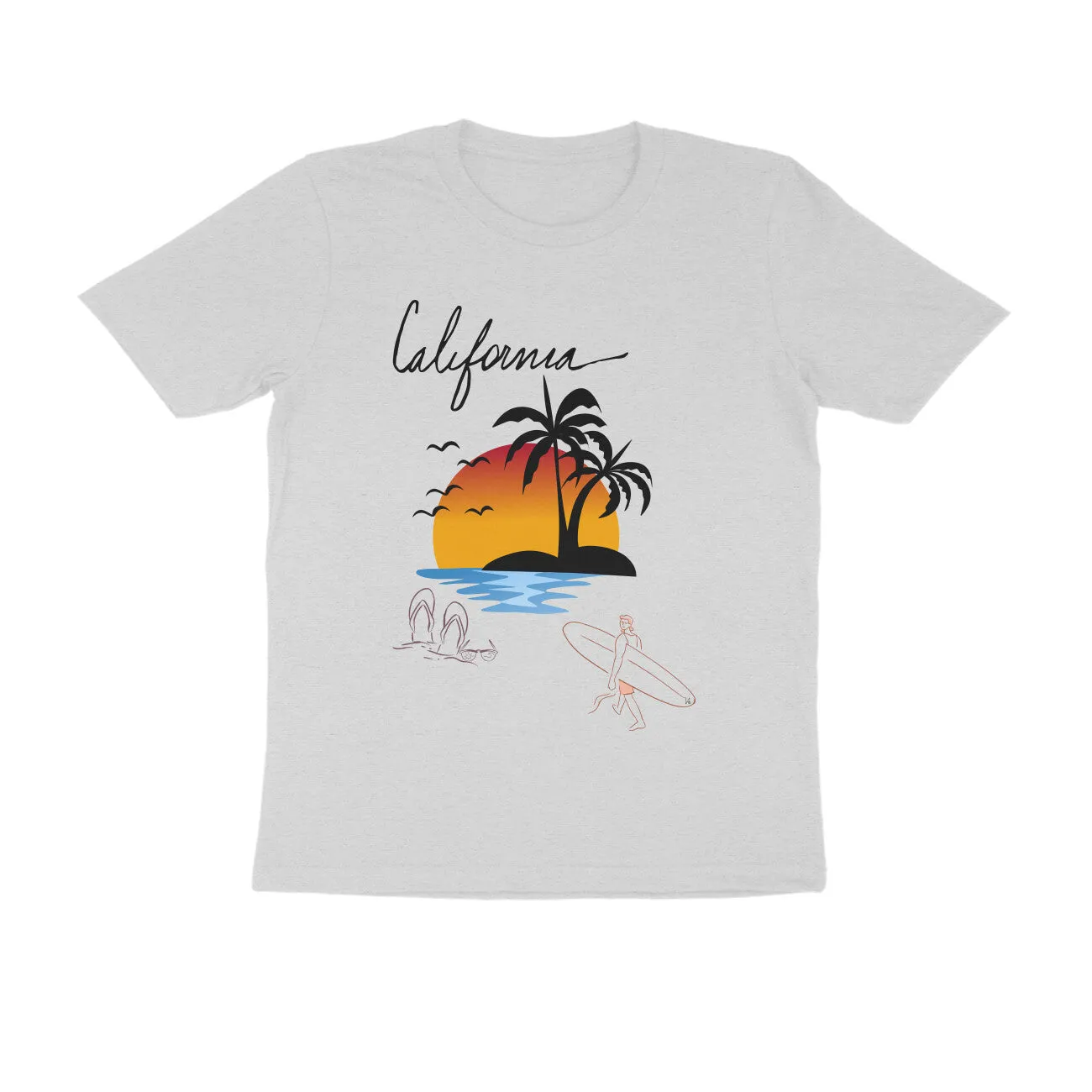 Male Round Neck Half Sleeve - California Beach T-shirt