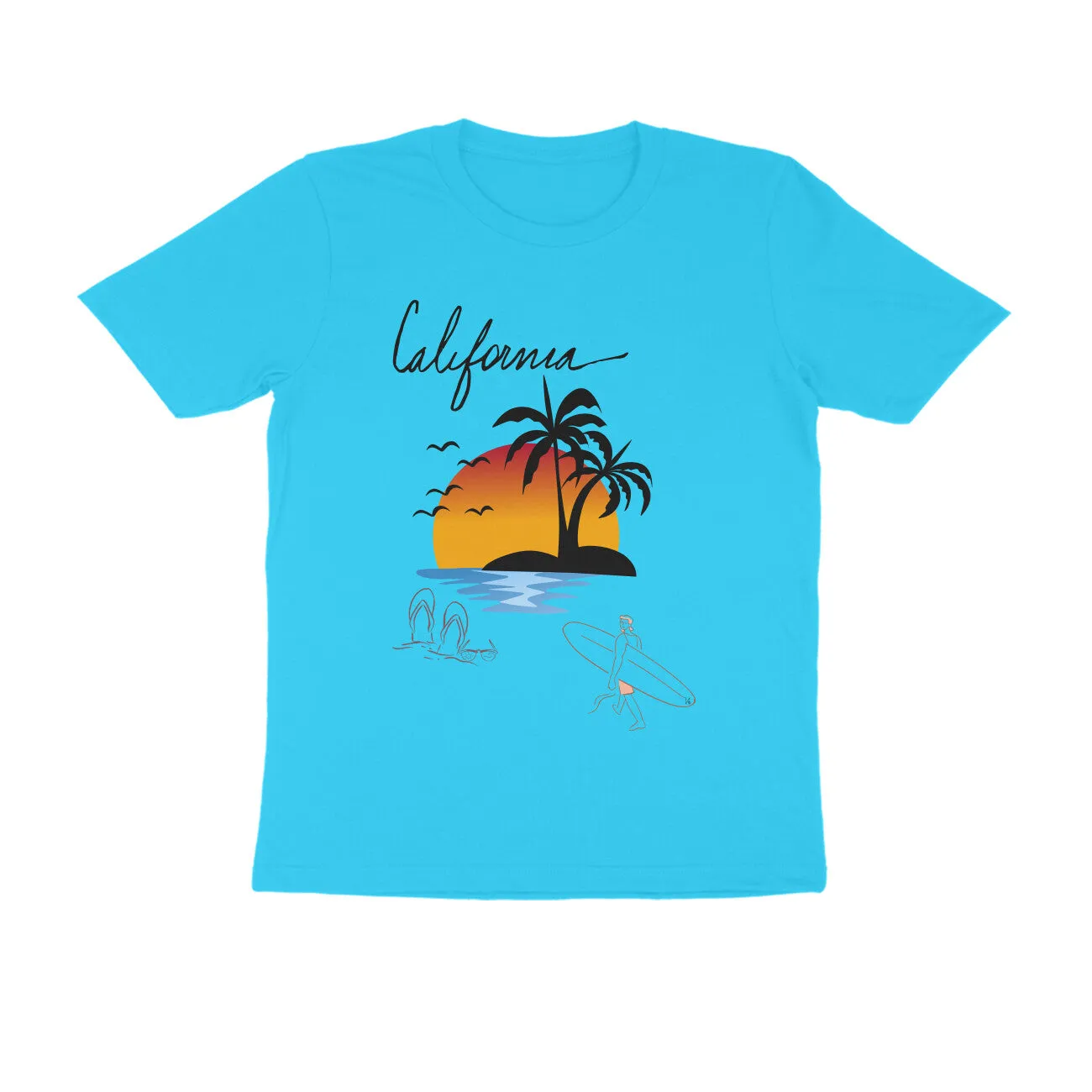 Male Round Neck Half Sleeve - California Beach T-shirt