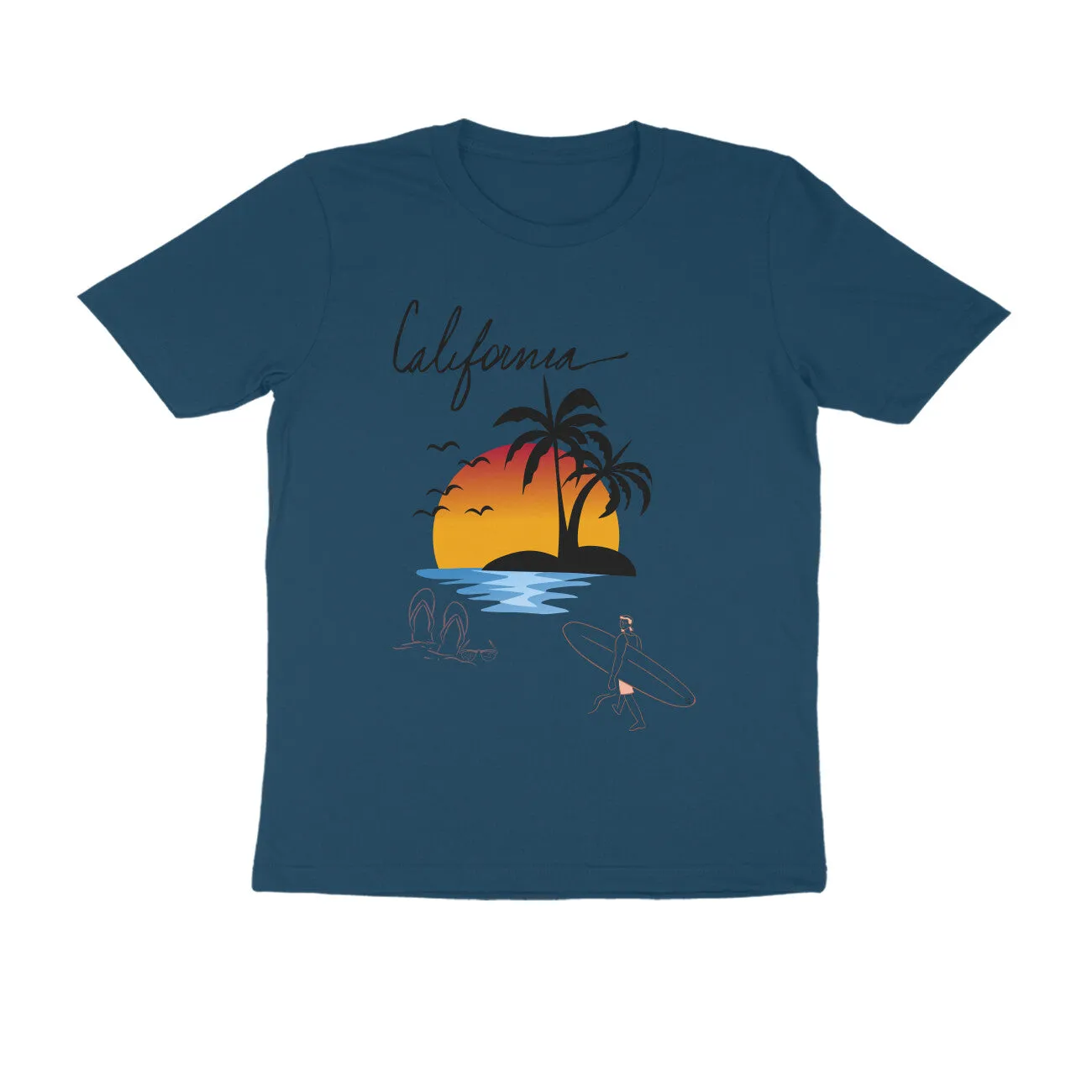 Male Round Neck Half Sleeve - California Beach T-shirt