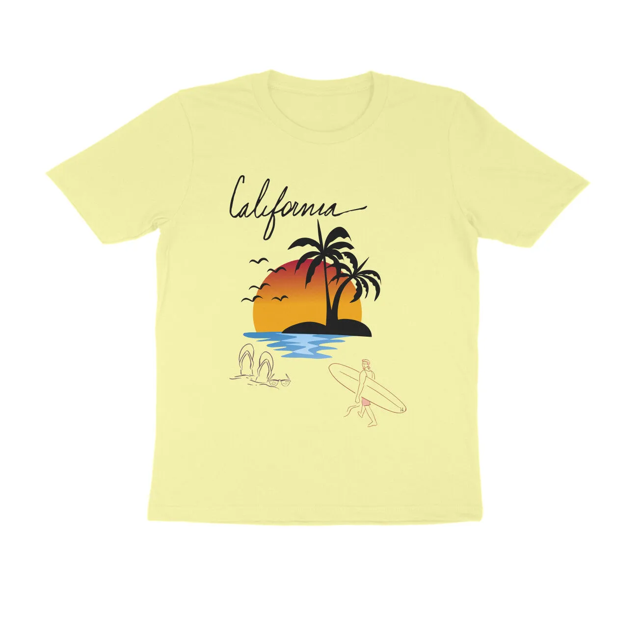 Male Round Neck Half Sleeve - California Beach T-shirt