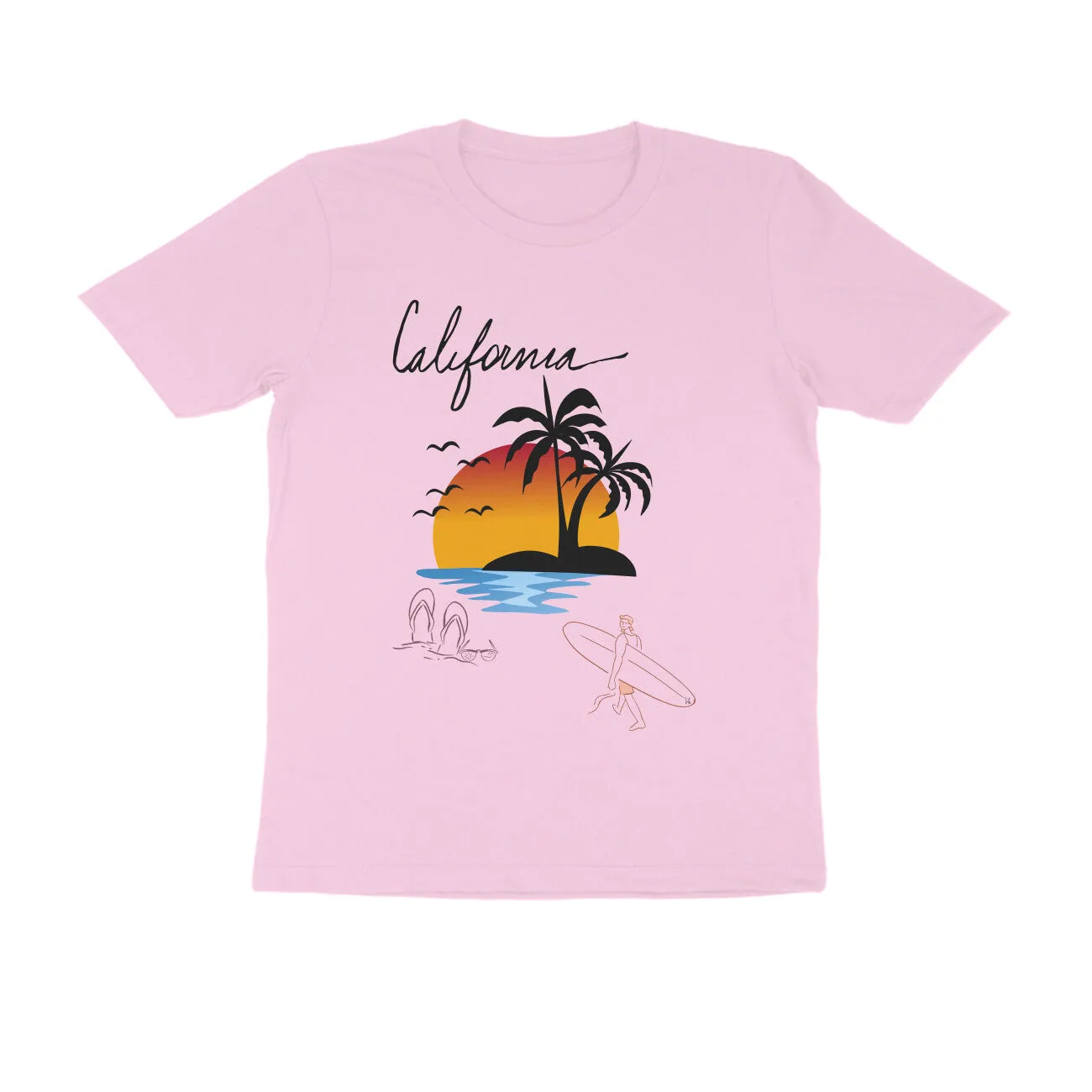 Male Round Neck Half Sleeve - California Beach T-shirt