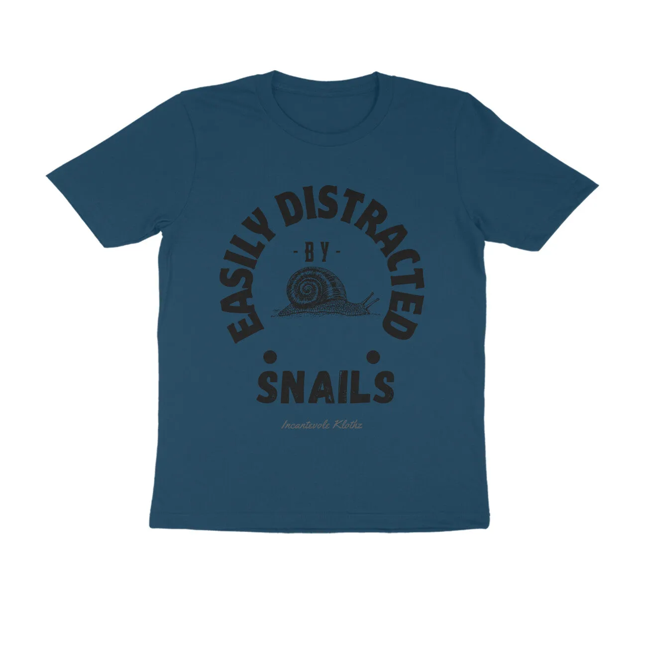 Male Round Neck Half Sleeves - Easily Distracted by Snails T-shirt