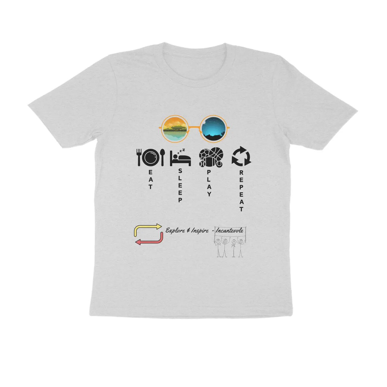 Male Round Neck Half Sleeves - Eat Sleep Play and Repeat Tshirt