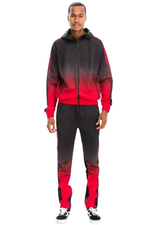 Men's Black/Red Full Zip Ombre Track Suit