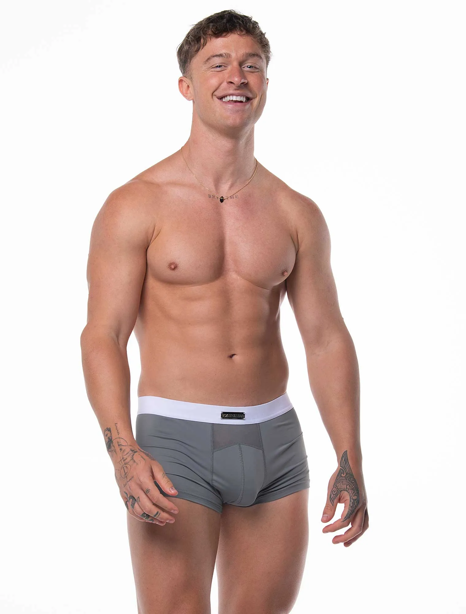 Mens Curved Mesh Boxers - Grey