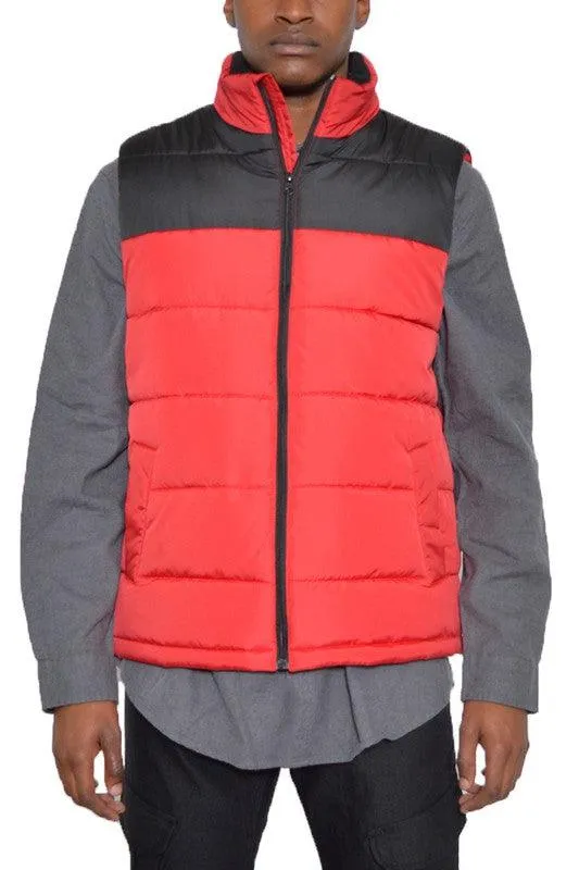 Mens Solid and Two Tone Padded Winter Vests