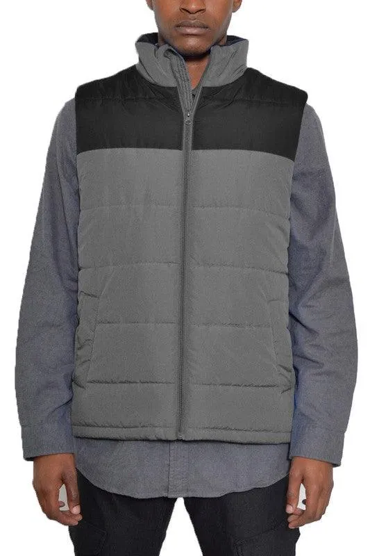 Mens Solid and Two Tone Padded Winter Vests