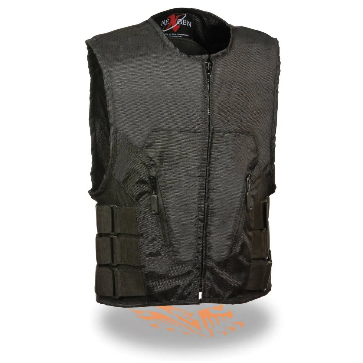 Milwaukee Leather SH1458 Men's Black Textile SWAT Style Biker Vest with Armor