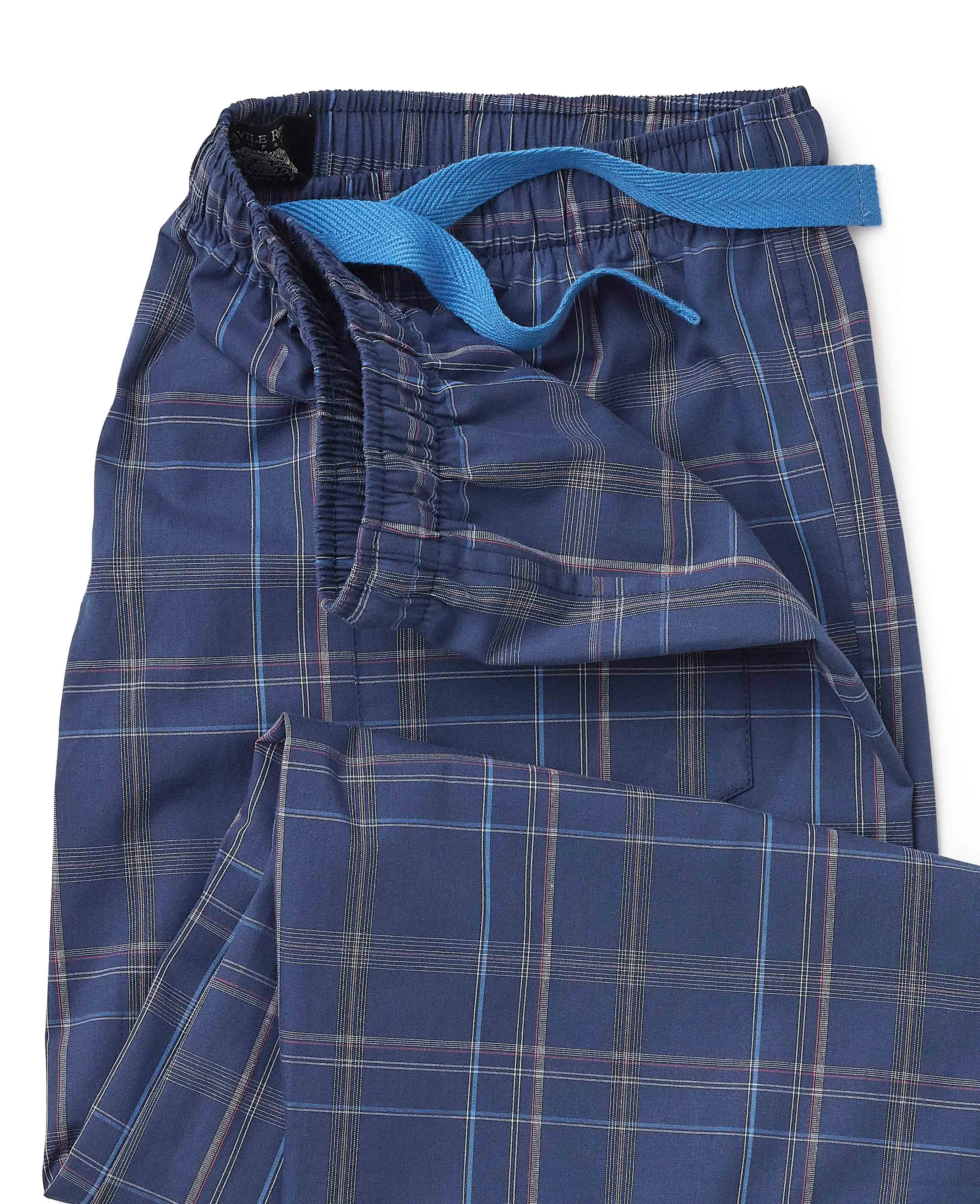 Navy Check Cotton Lounge Pants