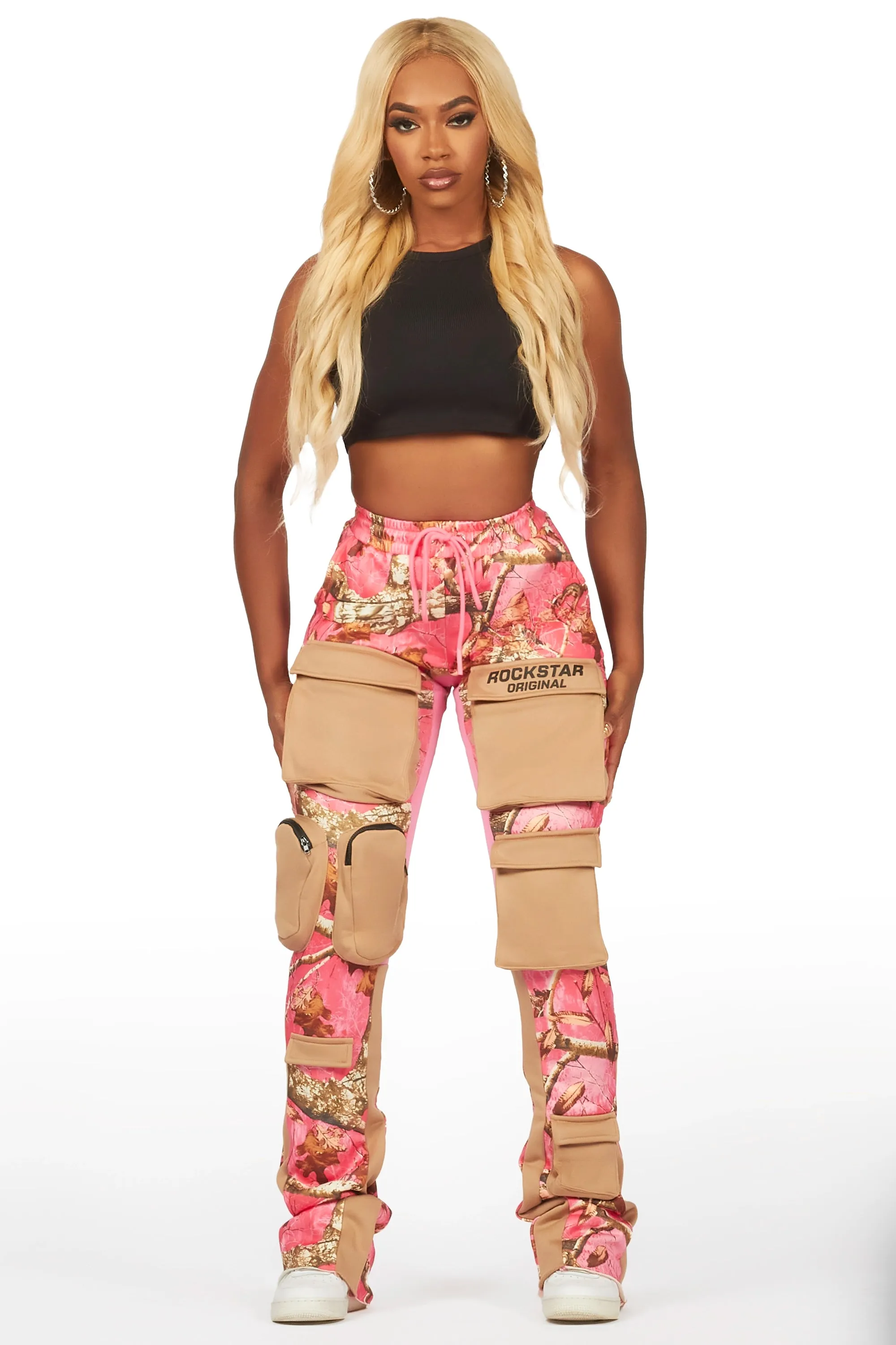 Norika Pink Tree Camo Stacked Track Pant